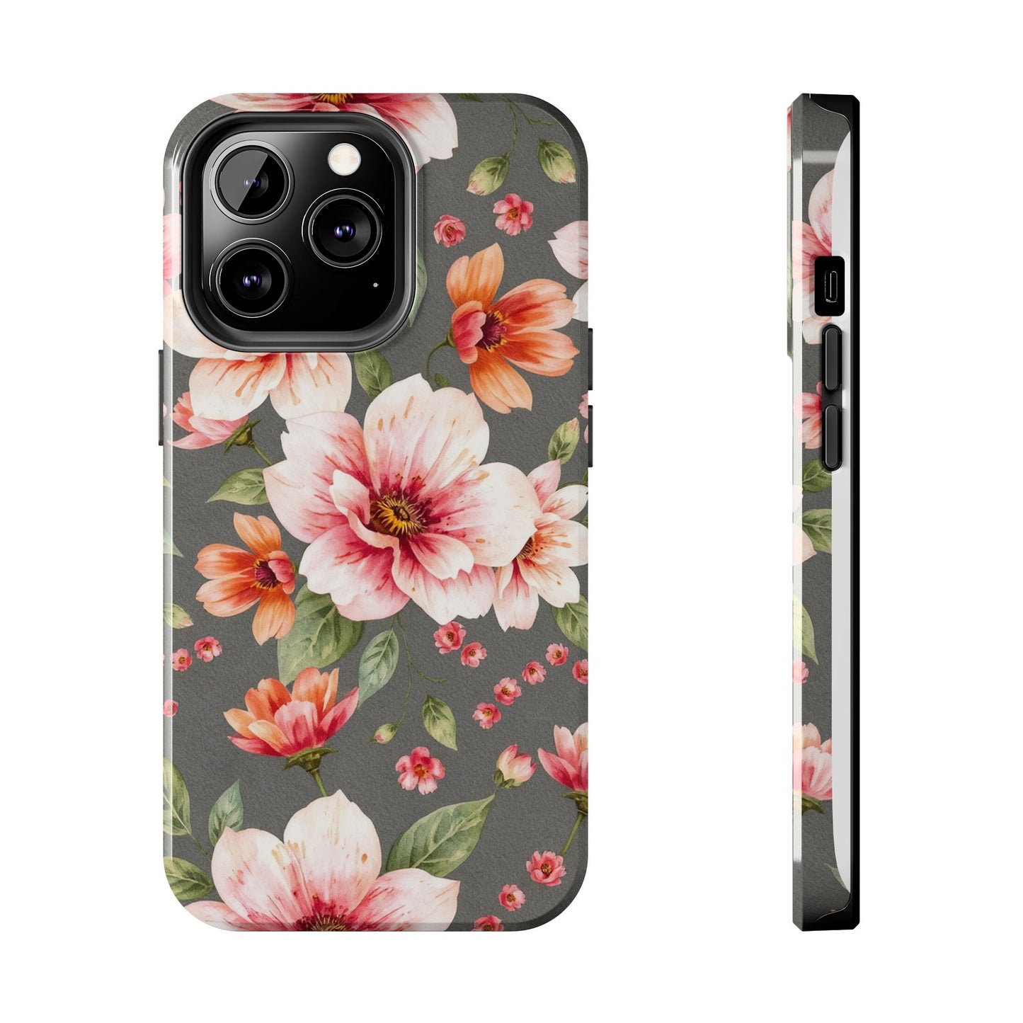 Floral Pink Tough Phone Case - Stylish & Durable Floral Design - for iPhone