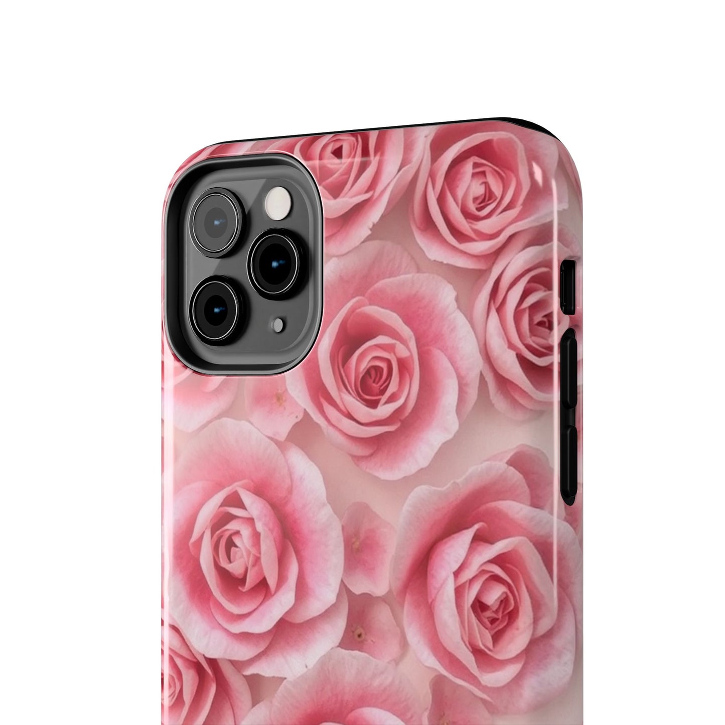 Floral Tough Phone Case - Pink Rose Design, Durable Protection for Flower Lovers