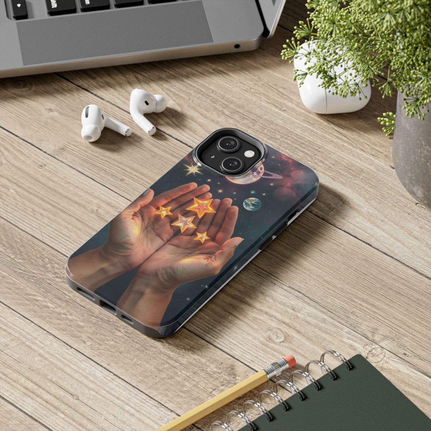 Galaxy Hands Tough Phone Case - Celestial Design for Star Lovers