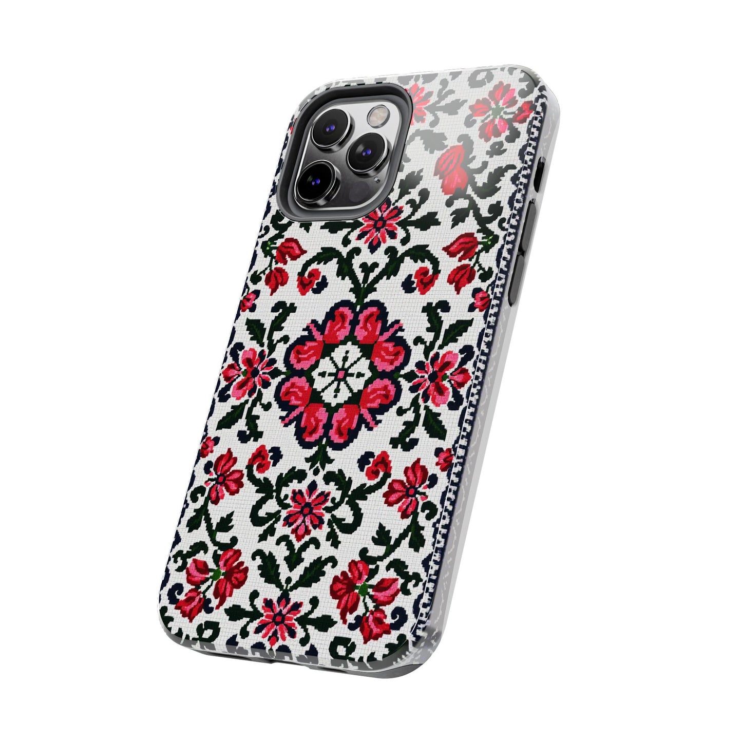 Traditional Knit Floral Design | Tough Phone Case - Durable Protection for iPhone