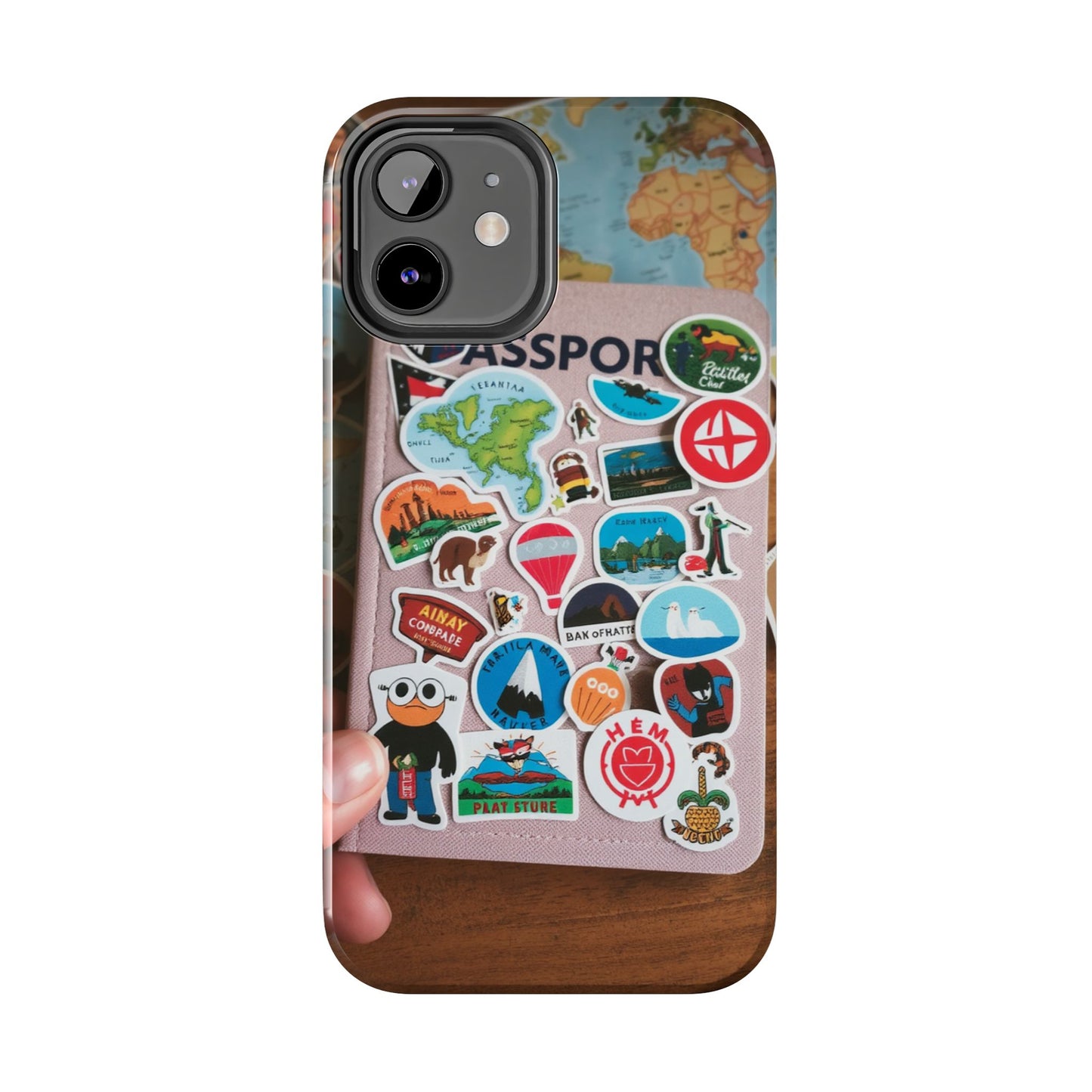 Adventure Stickers Phone Case - Tough Protection for Travel Lovers