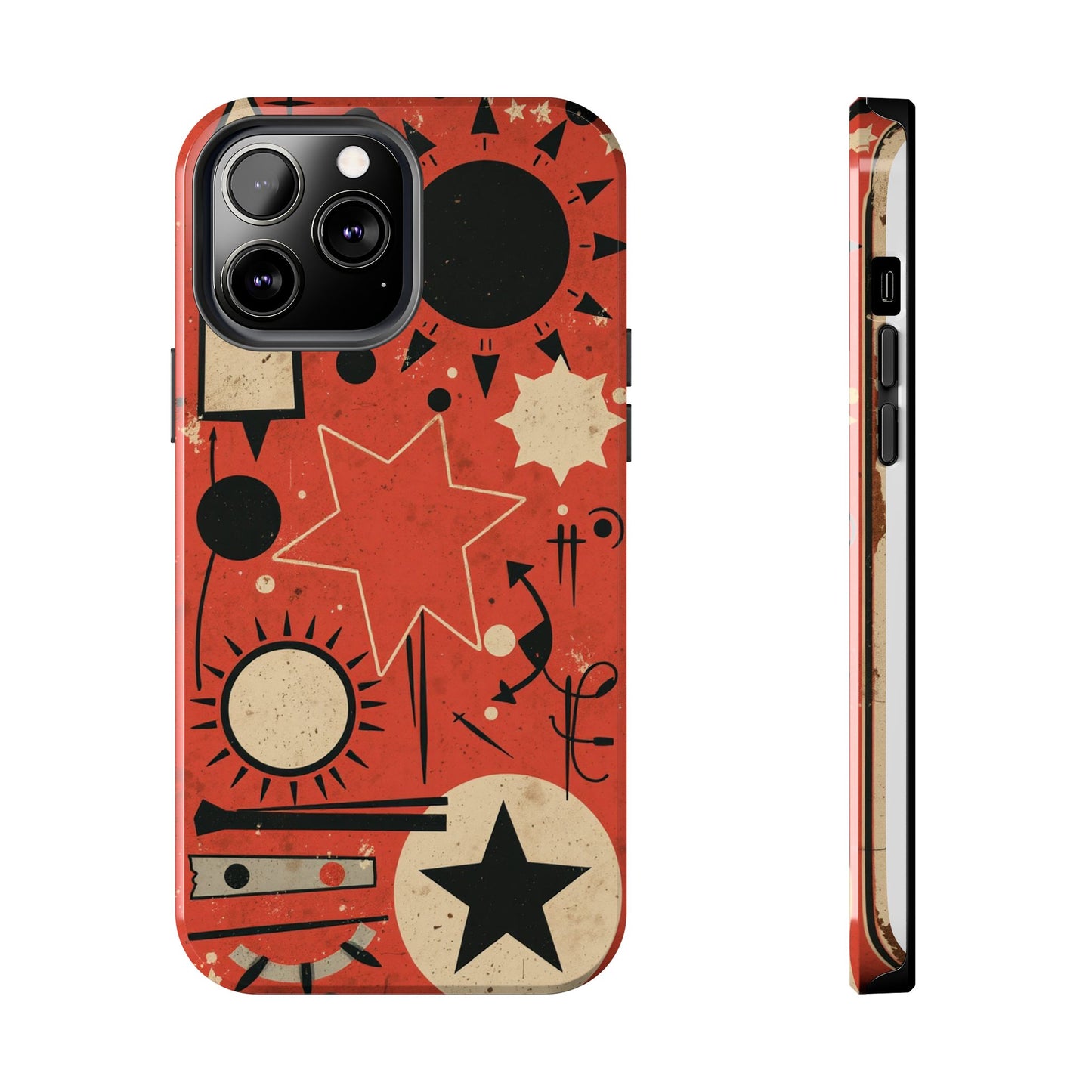Retro Bold Tough Phone Case - Unique Geometric Design - for iPhone