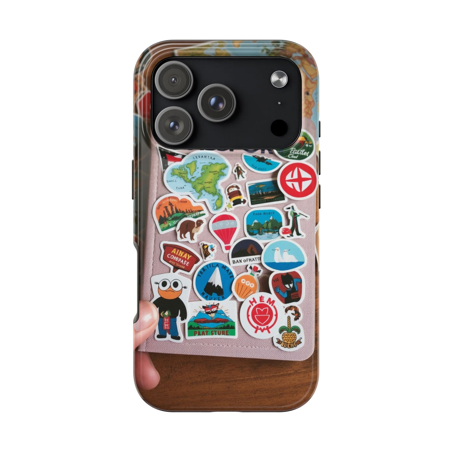 Adventure Stickers Phone Case - Tough Protection for Travel Lovers