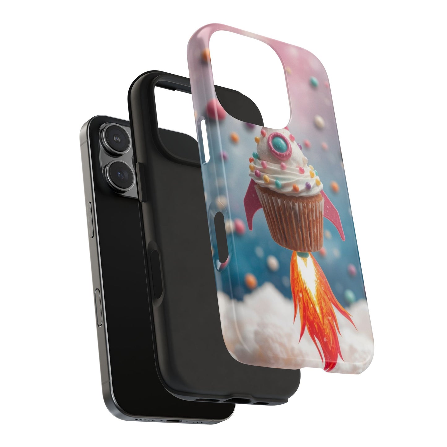 Whimsical Rocket Cupcake Phone Case - Fun Protective Case for Kids and Teens