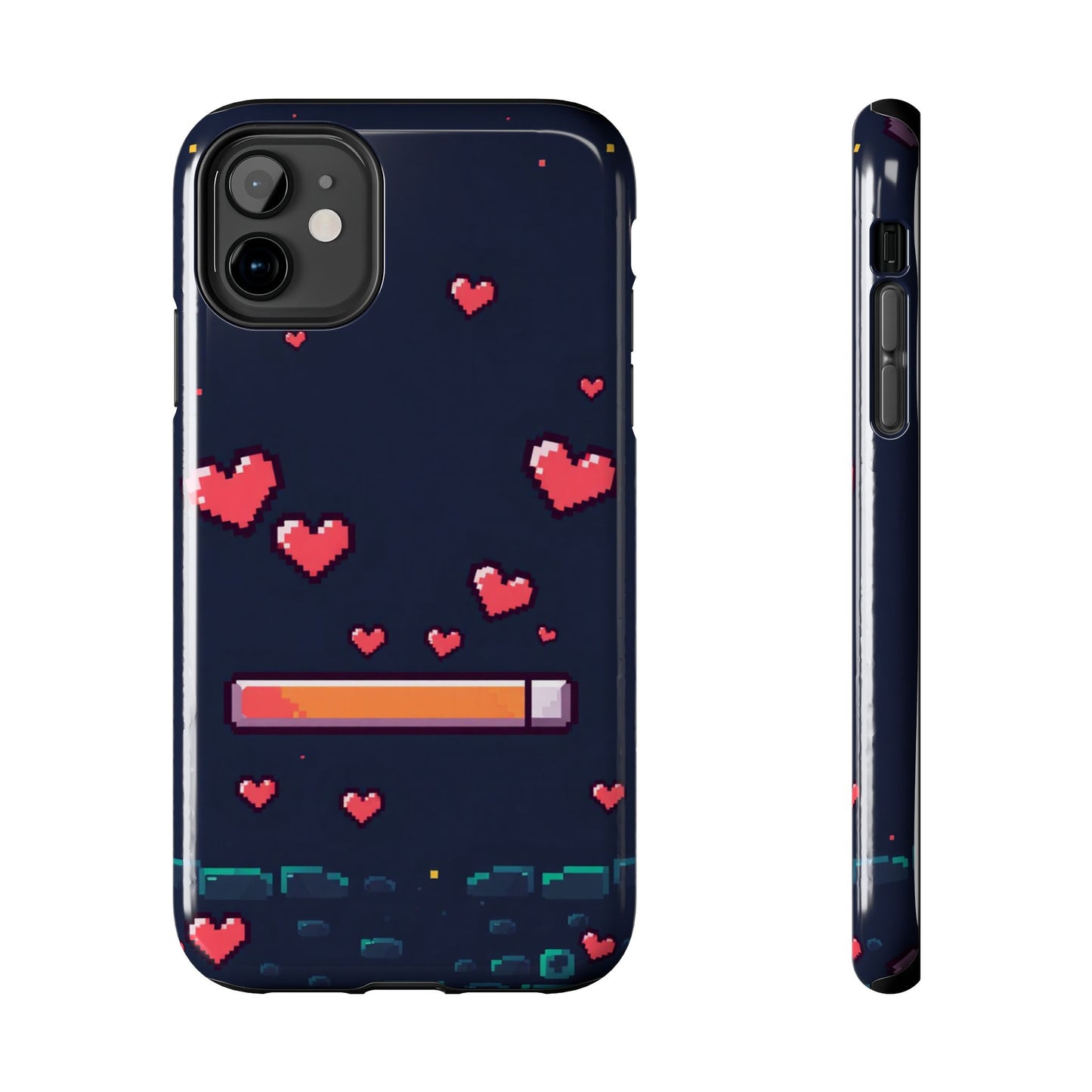 Pixel Heart Tough Phone Case - Retro Gamer Style for Valentine's Day