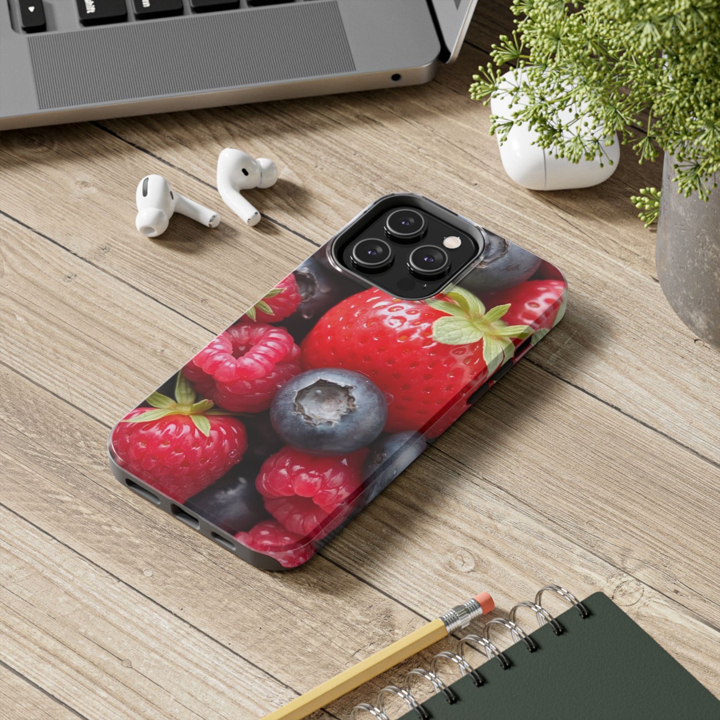 Fruit-Themed Tough Phone Case - Berry Burst Design
