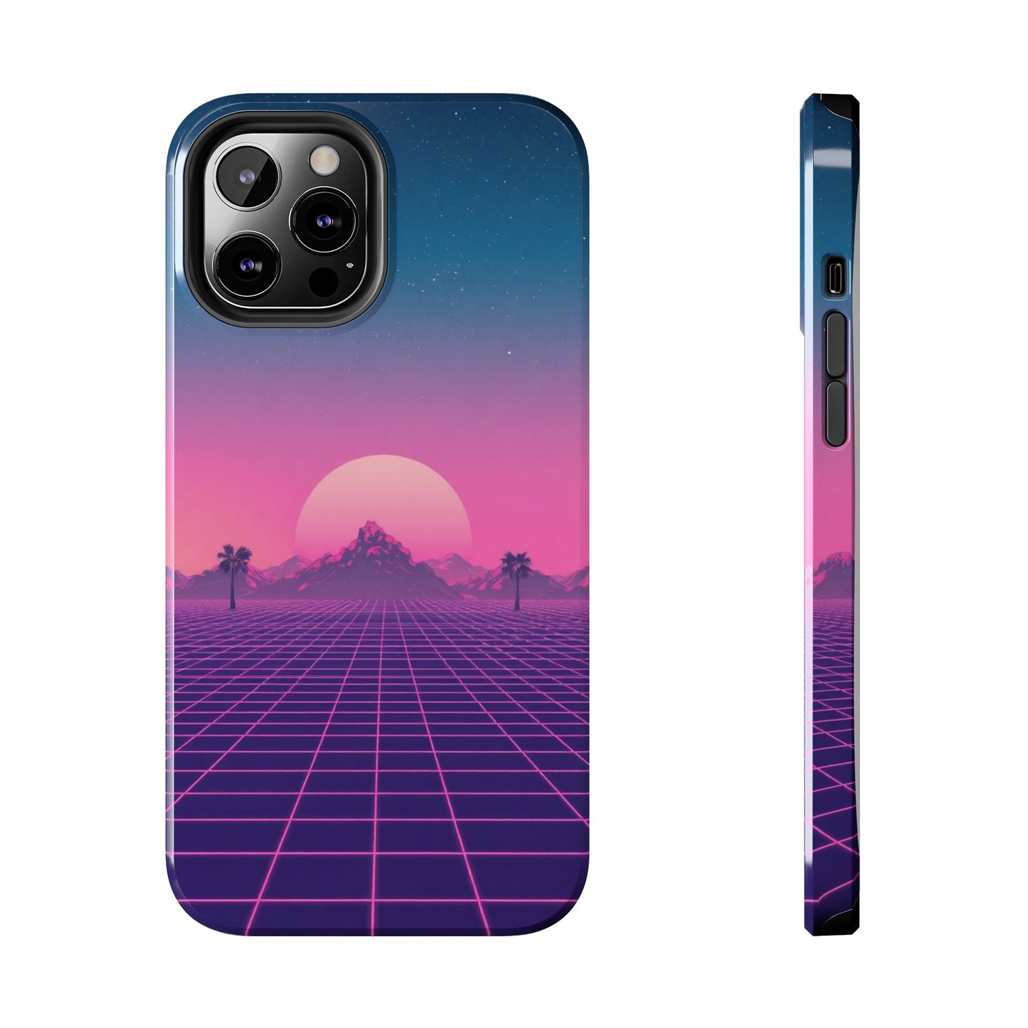 Retro Aesthetic Tough Phone Case - Vibrant Sunset Design