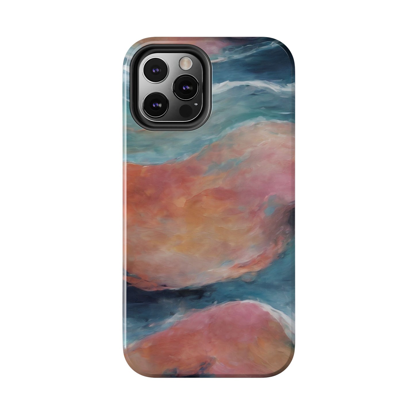 Artistic Painted Sea Tough Phone Case - Abstract Waves Design - for iPhone