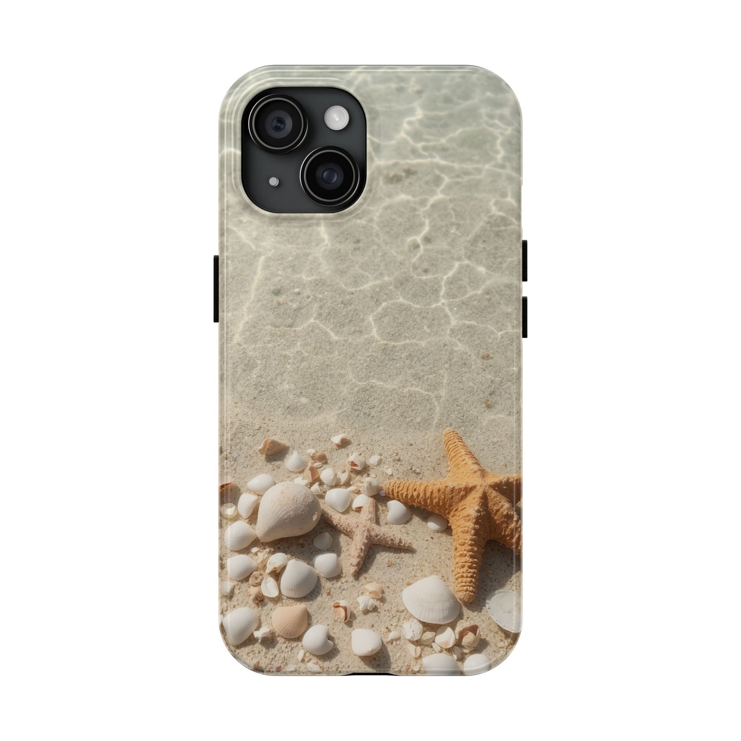 Beach-Inspired Tough Phone Case with Starfish and Seashell Design