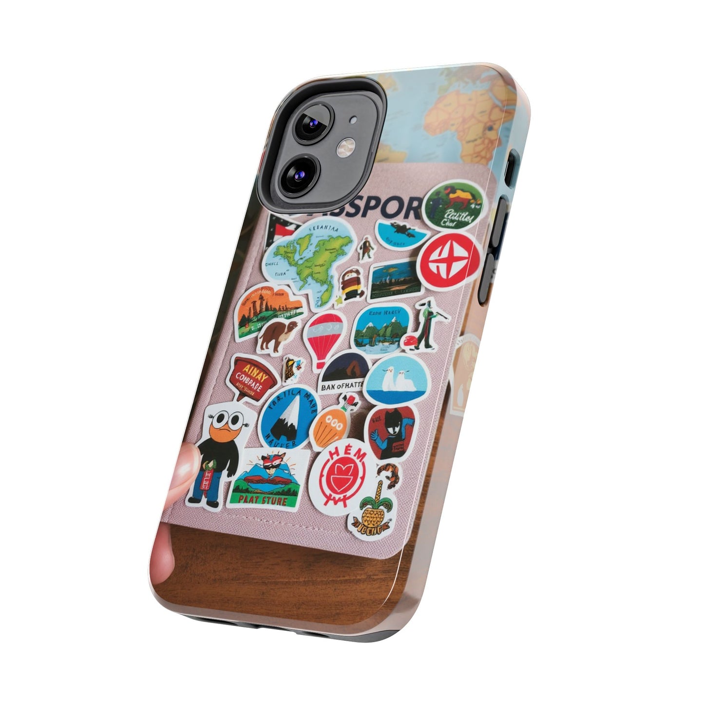 Adventure Stickers Phone Case - Tough Protection for Travel Lovers