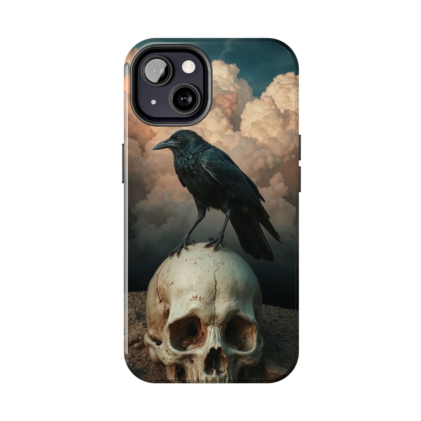 Gothic Raven Skull Tough Phone Case - Unique Protective Cover for Halloween Lovers