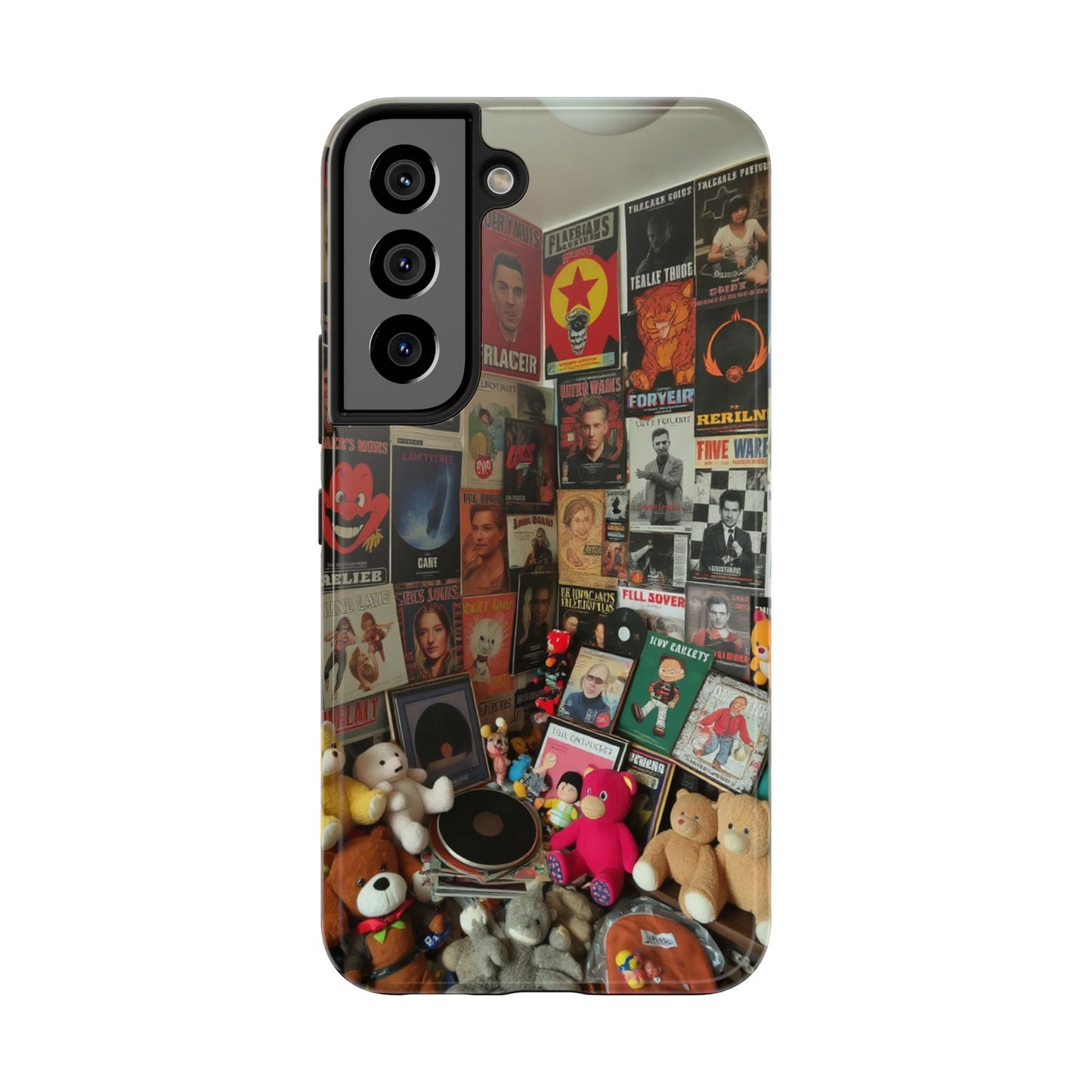 Retro Vibe Tough Phone Case - Vintage Movie Posters & Plush Toys Design