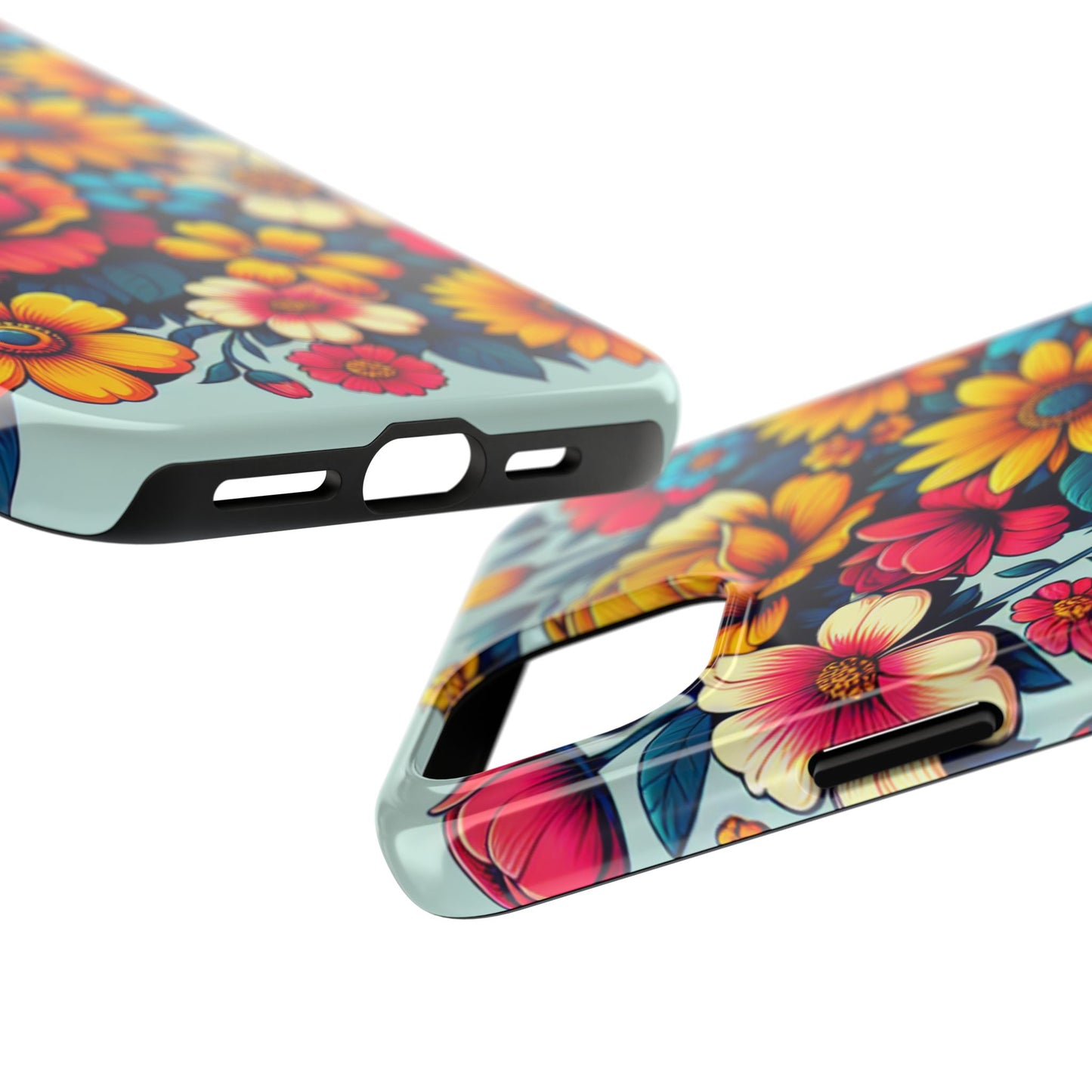 Vibrant Floral Tough Phone Case - Colorful Flower Design - for iPhone