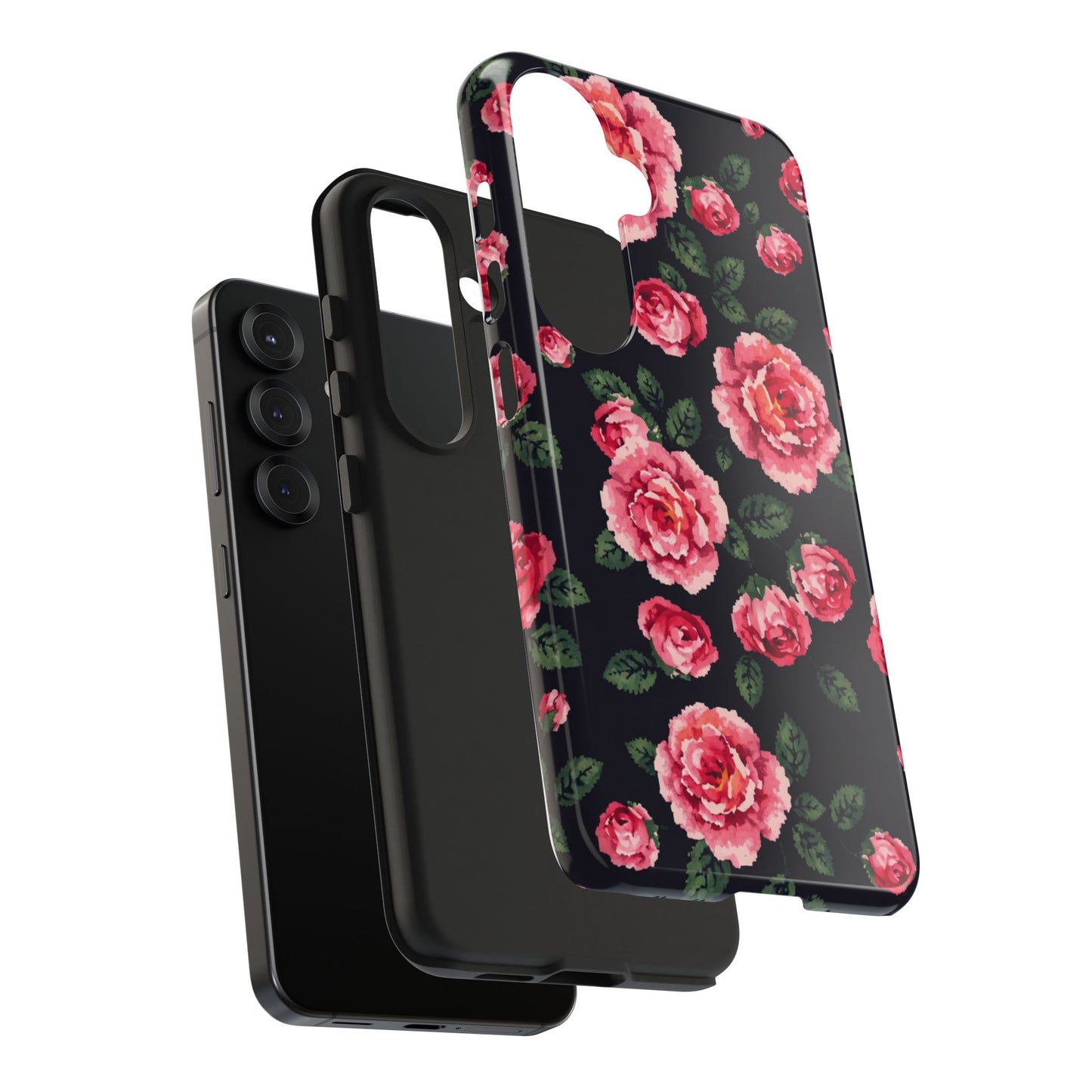 Pixelated Floral Tough Phone Case - Elegant Rose Design for Protection & Style - for iPhone