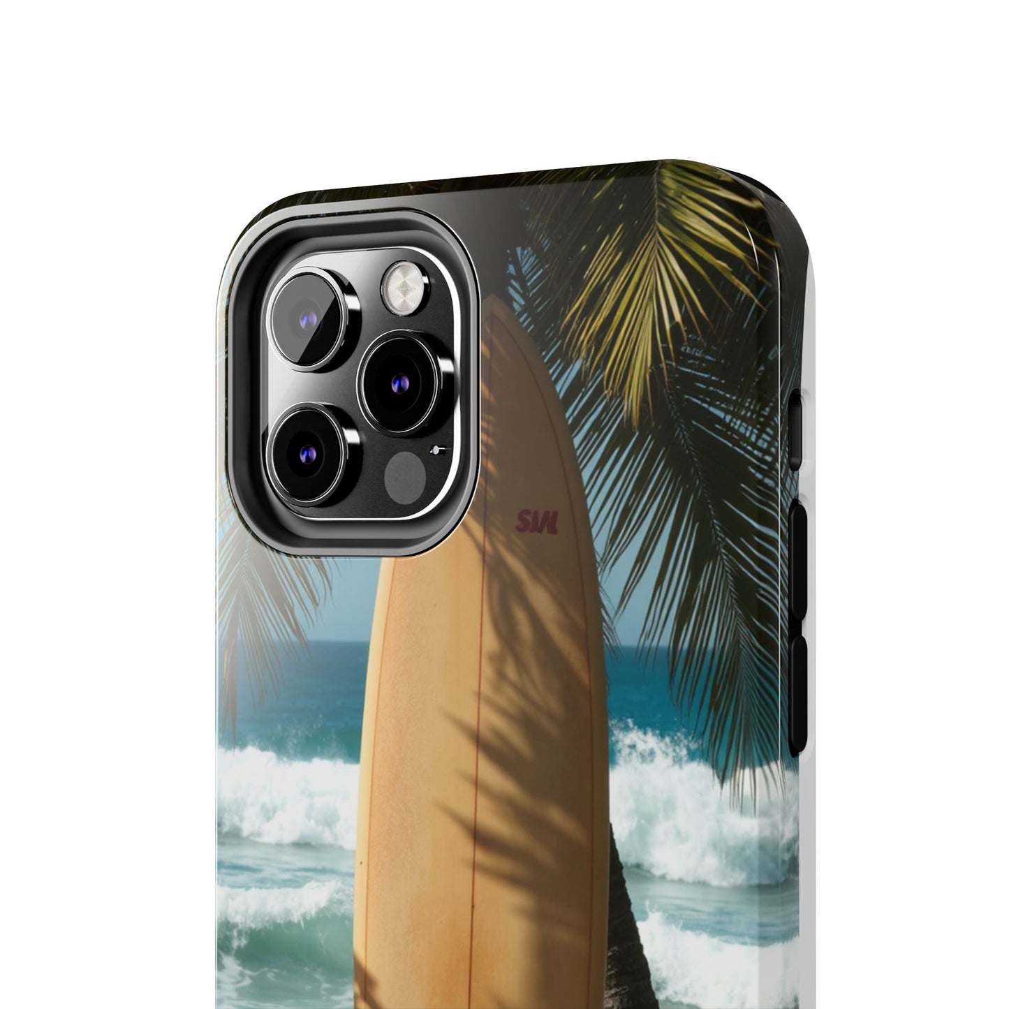 Tough Surfing Phone Case - Beach Vibes with Palm Trees & Surfboard