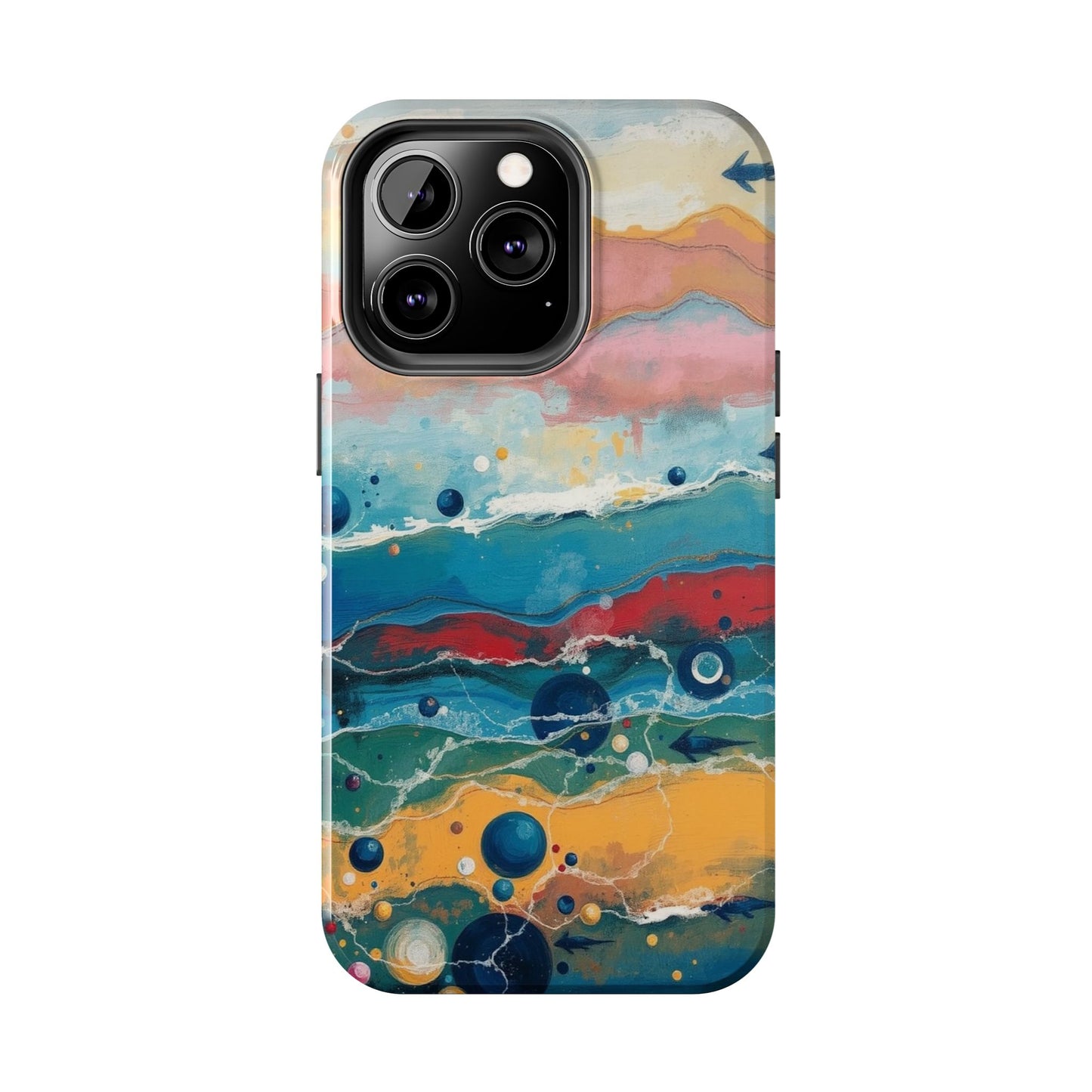 Artistic Tough Phone Case - Vibrant Waves Design for Unique Style
