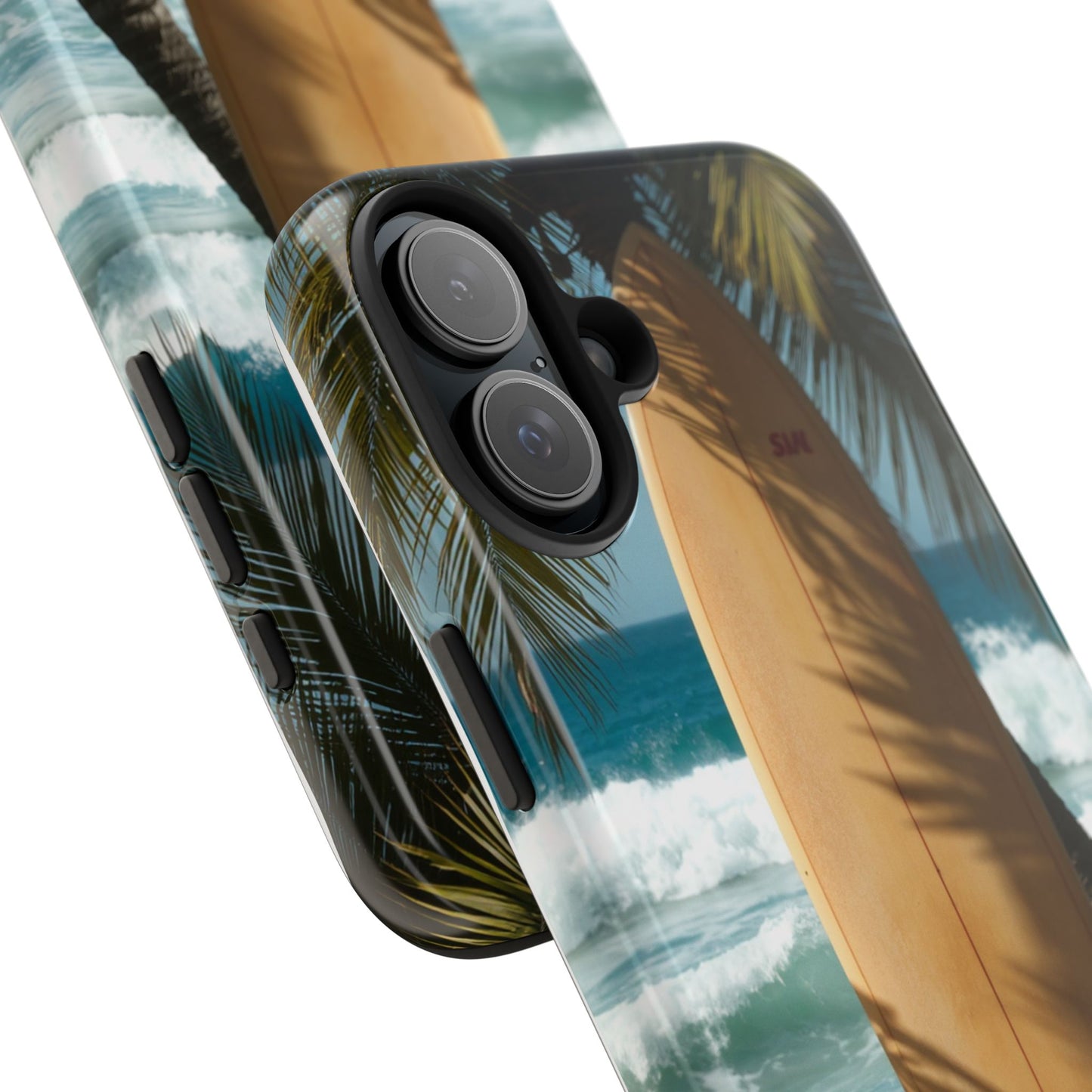 Tough Surfing Phone Case - Beach Vibes with Palm Trees & Surfboard
