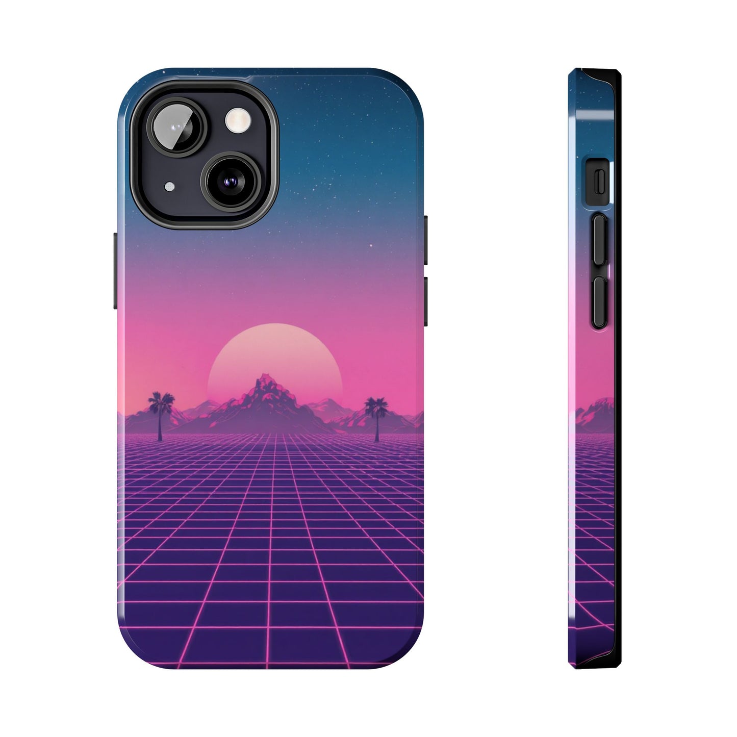 Retro Aesthetic Tough Phone Case - Vibrant Sunset Design