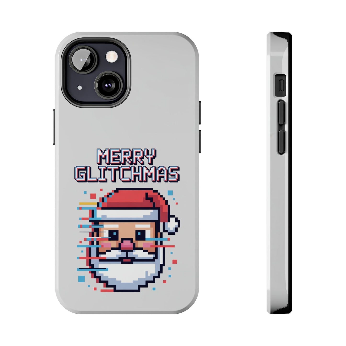 Merry Glitchmas Phone Case - Christmas Pixel Art Design for iPhone
