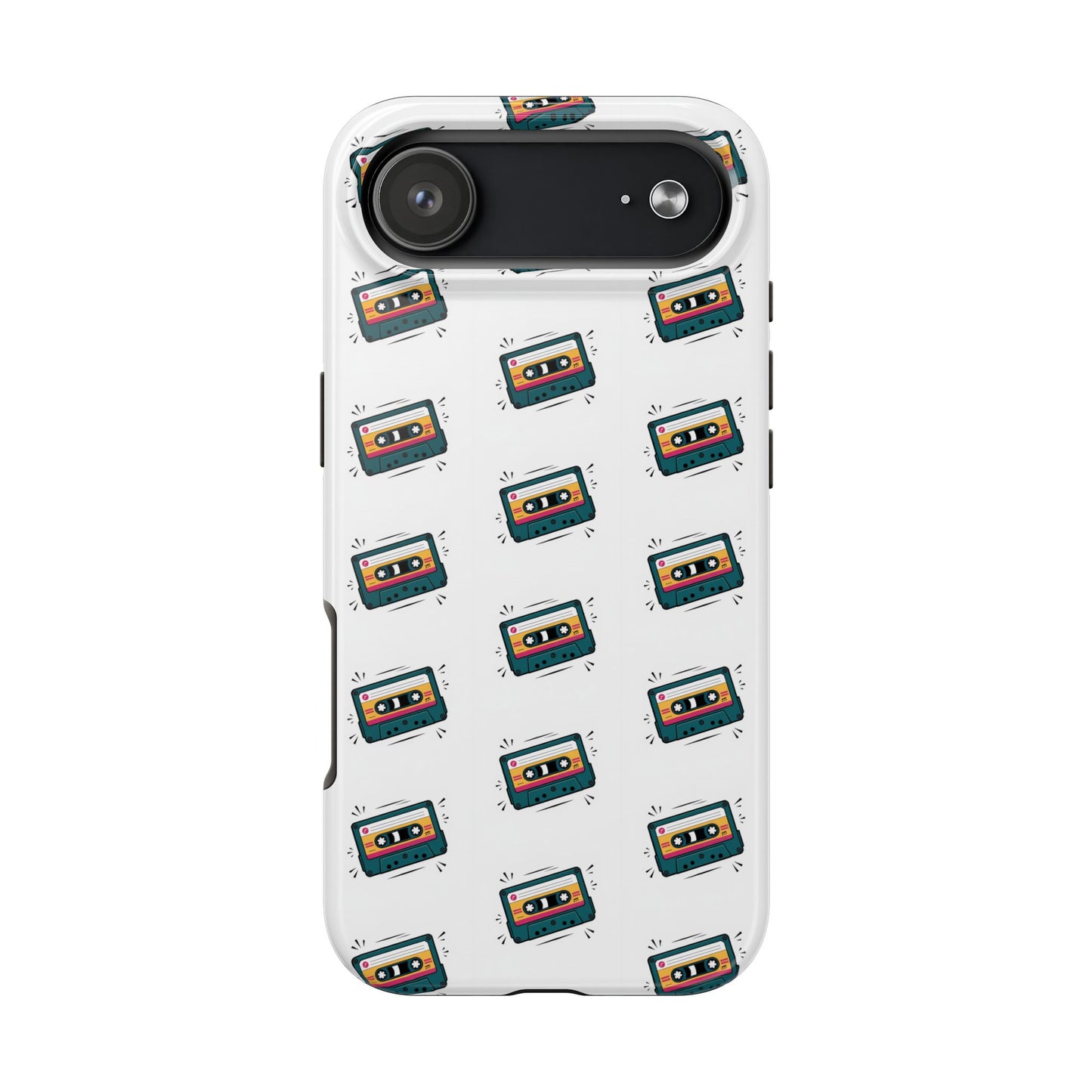 Retro Cassette Tape Phone Case Pattern - White