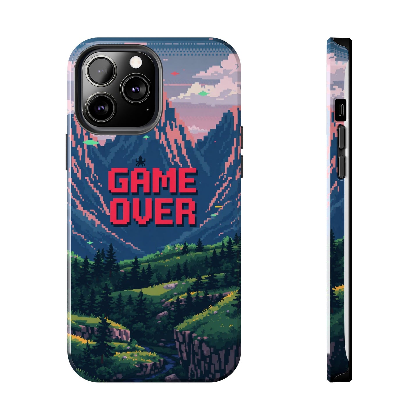 Pixel Art Tough Phone Case - 'Game Over' Design for Gamers