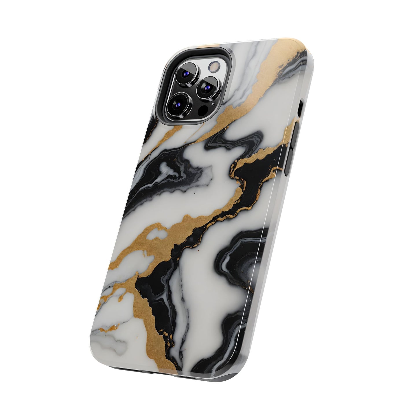 Elegant Gold Marble Tough Phone Case - Stylish Protection for Your iPhone