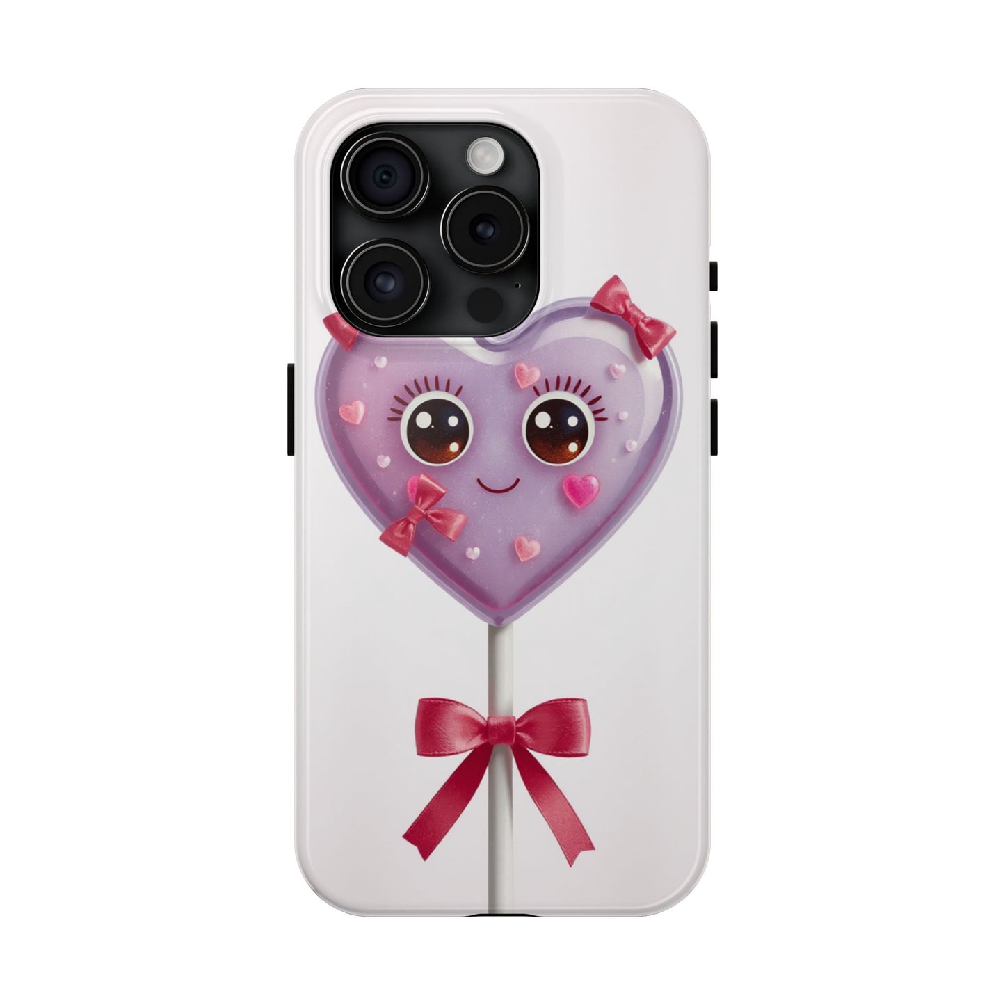 Cute Heart Lollipop Tough Phone Case - Adorable Protection for Candy Lovers
