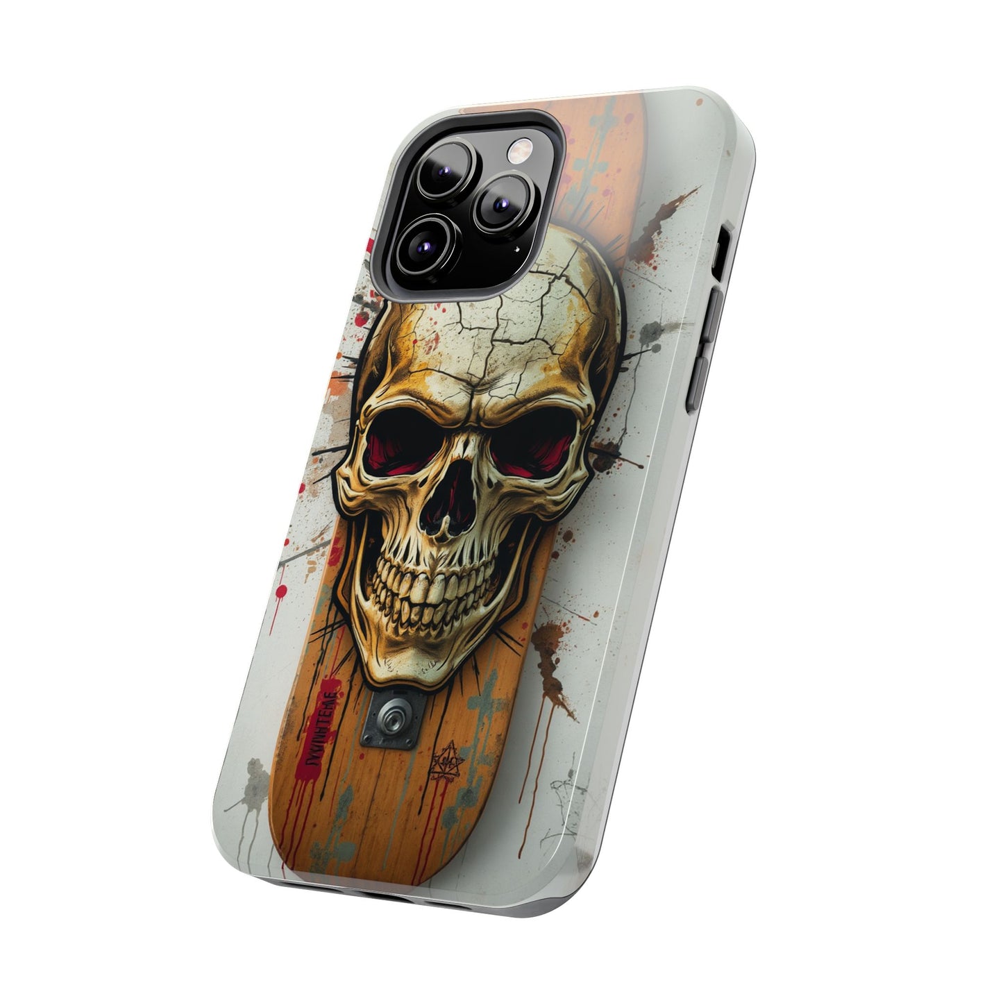 Edgy Skull Tough Phone Case - Durable Protection for Skateboard Enthusiasts