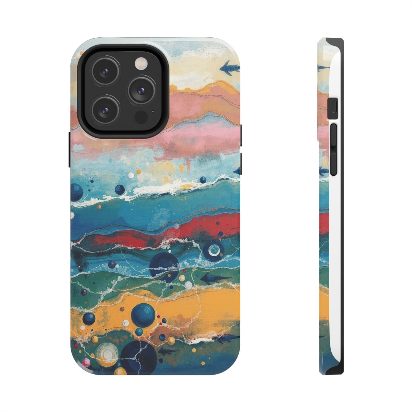 Artistic Tough Phone Case - Vibrant Waves Design for Unique Style
