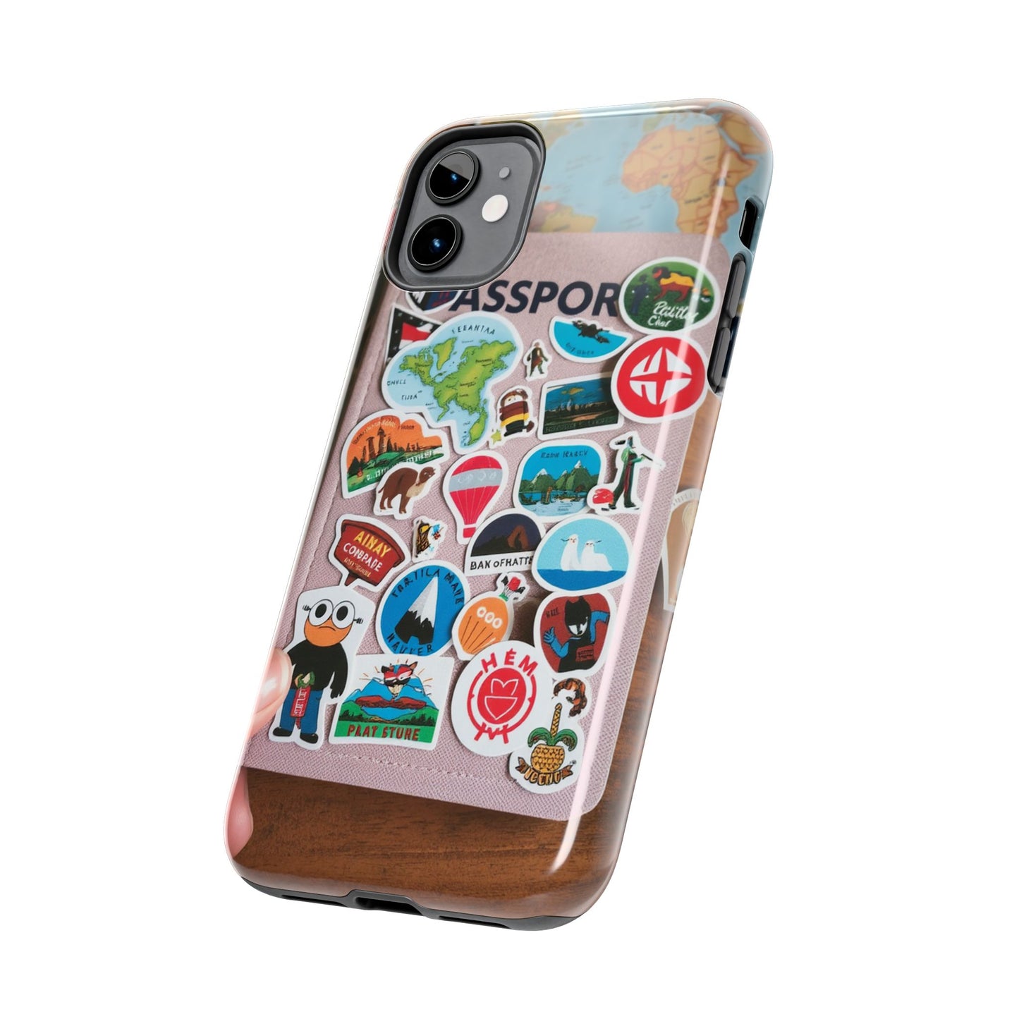 Adventure Stickers Phone Case - Tough Protection for Travel Lovers