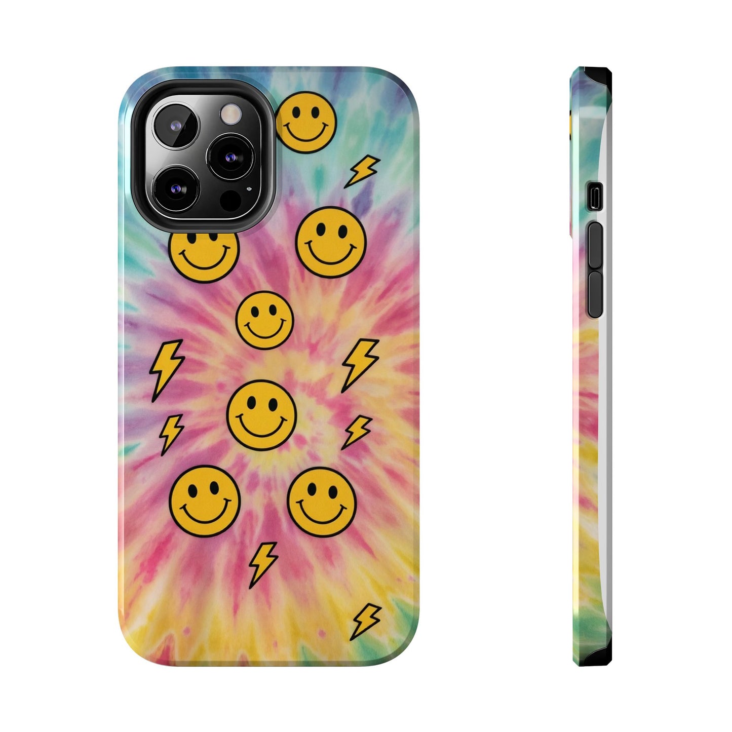Colorful Smiley Lightning Tough Phone Case - Fun & Durable