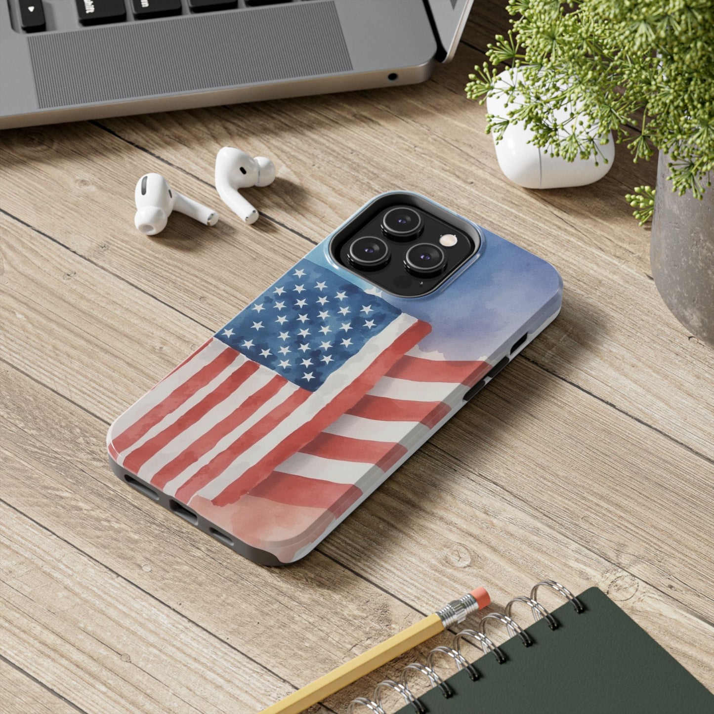 Abstract Watercolor American Flag Design - Tough Phone Case - for iPhone