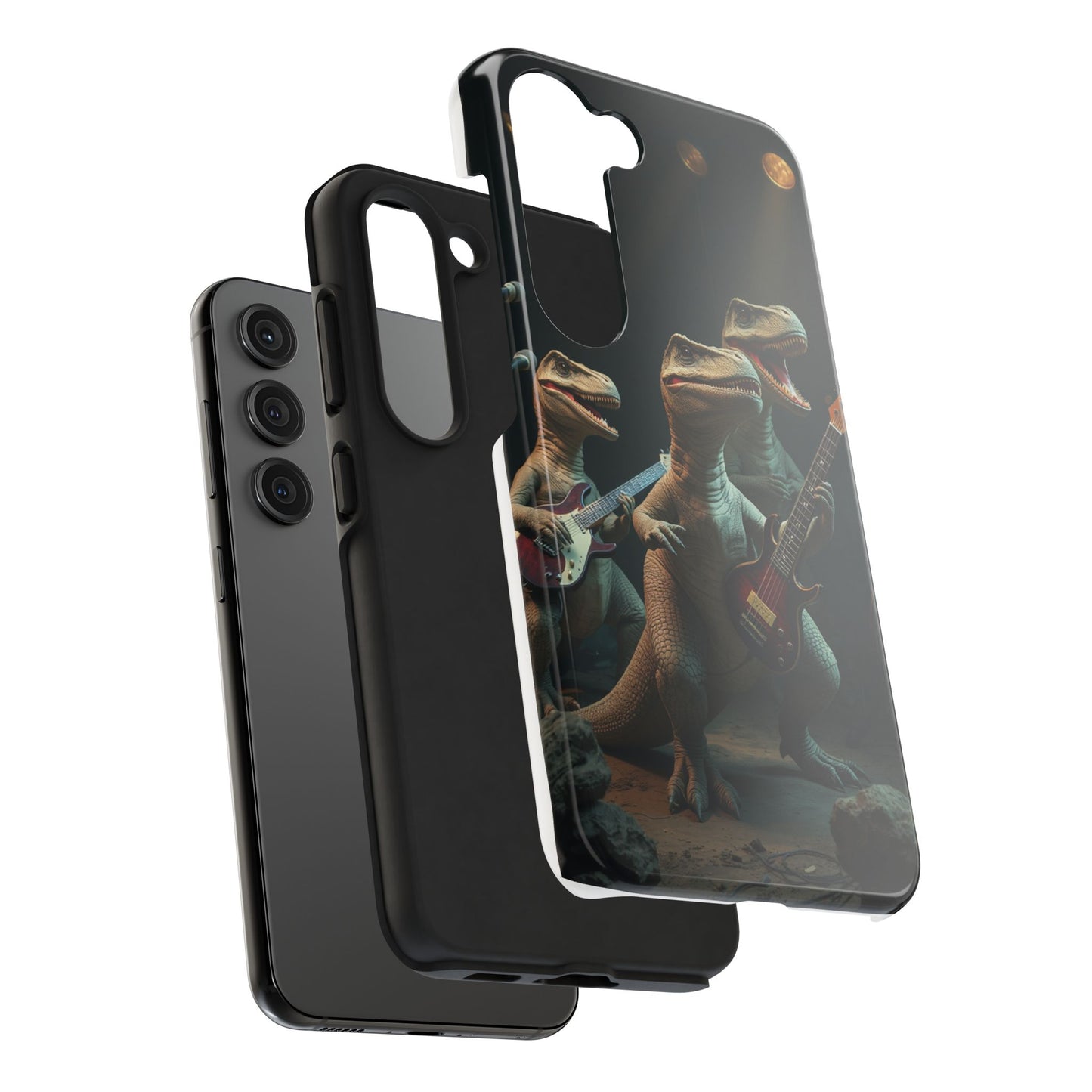Rockin' Dinosaur Tough Phone Cases - Perfect for Music Lovers and Kids!