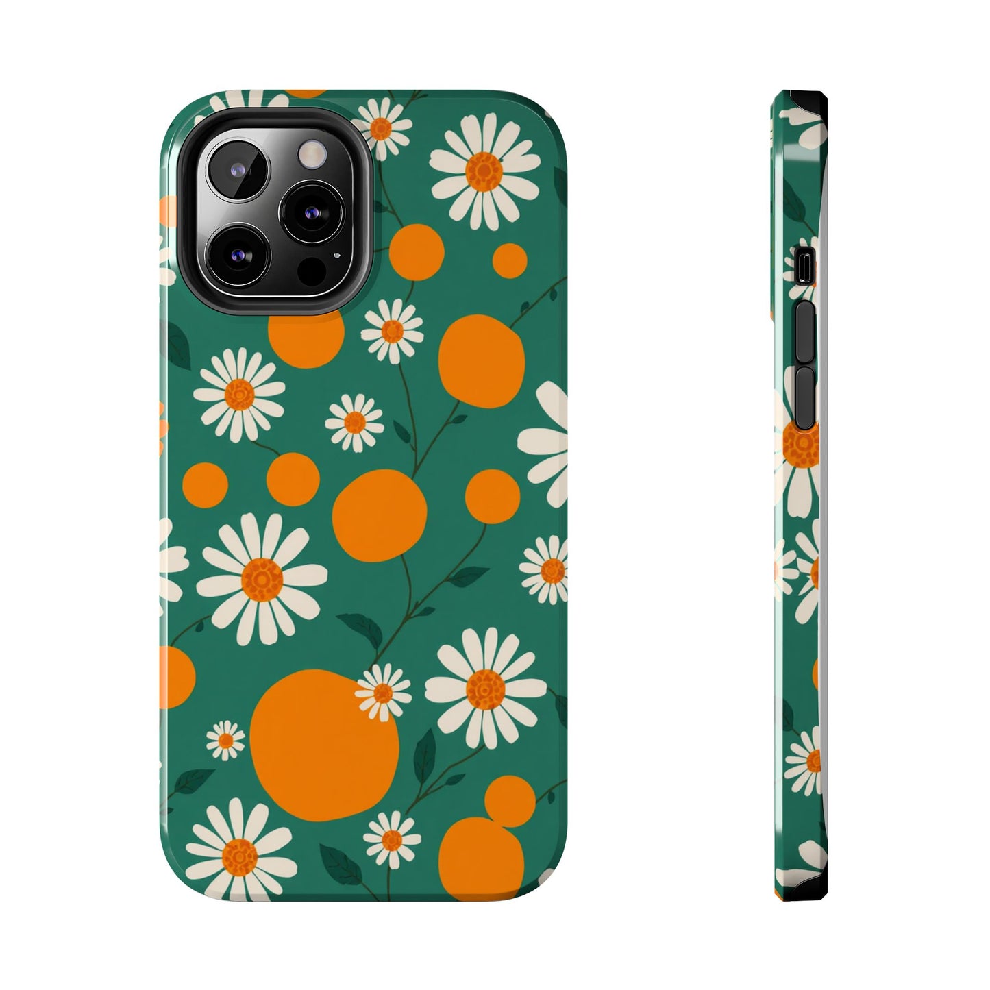Floral Tough Phone Case - Daisy & Orange Design