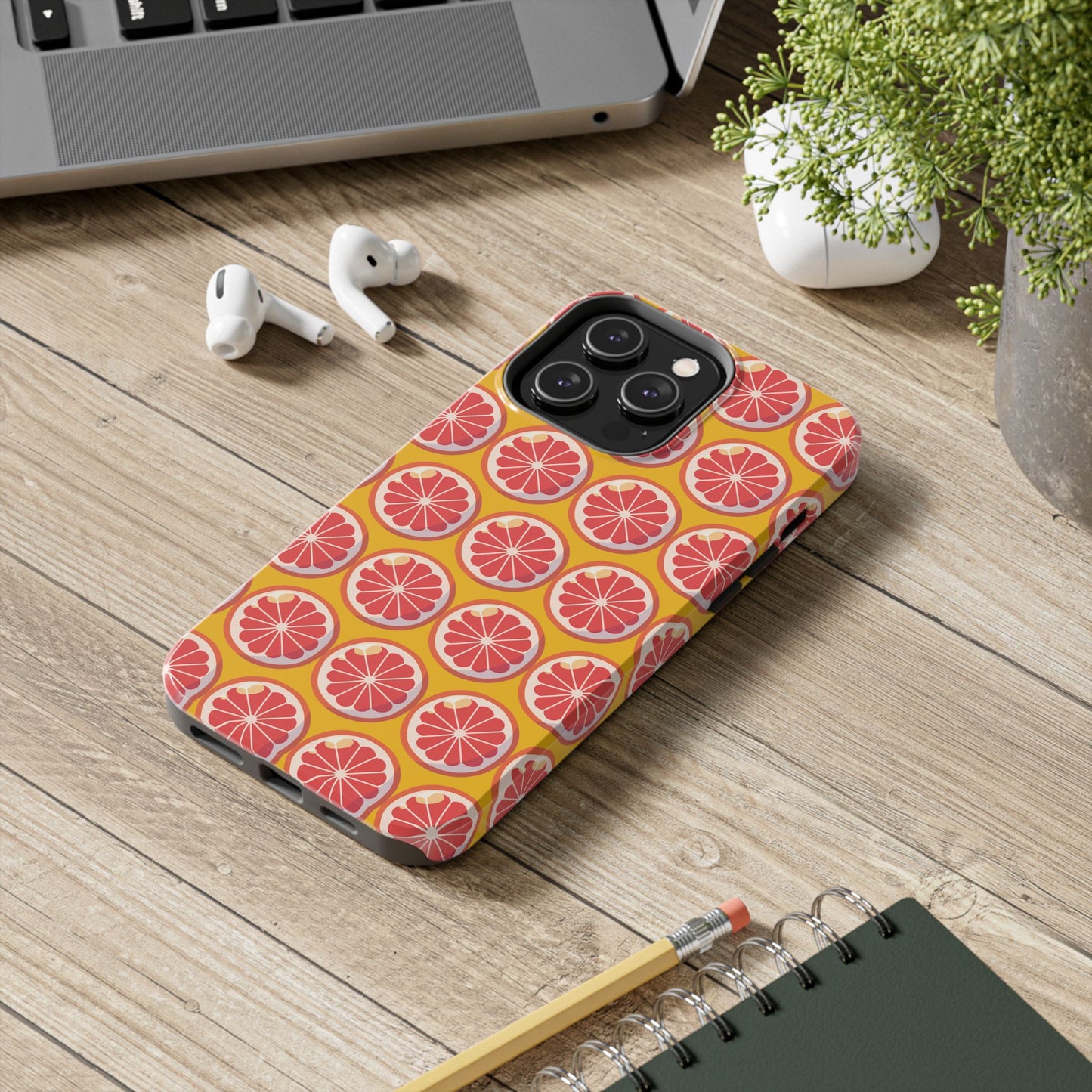 Citrus Pattern Tough Phone Case - Bright Grapefruit Design - for iPhone