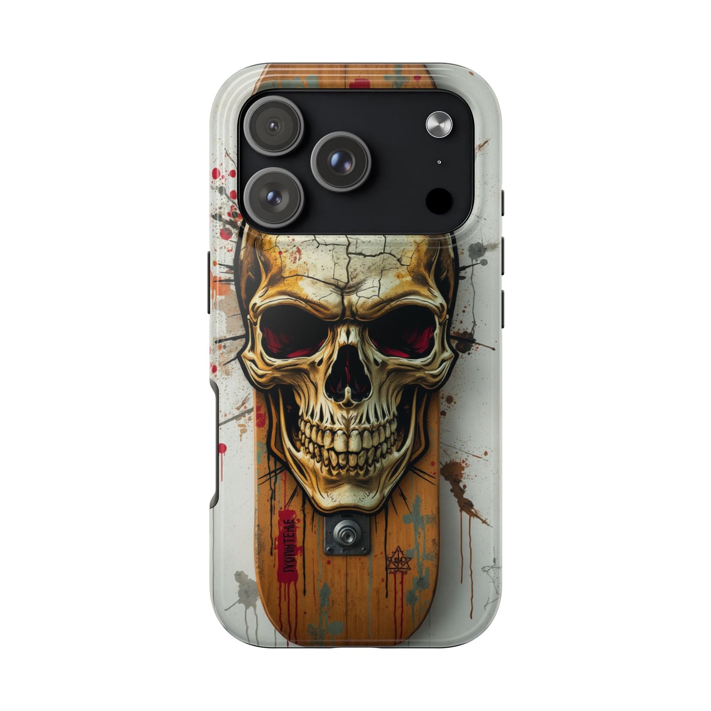 Edgy Skull Tough Phone Case - Durable Protection for Skateboard Enthusiasts