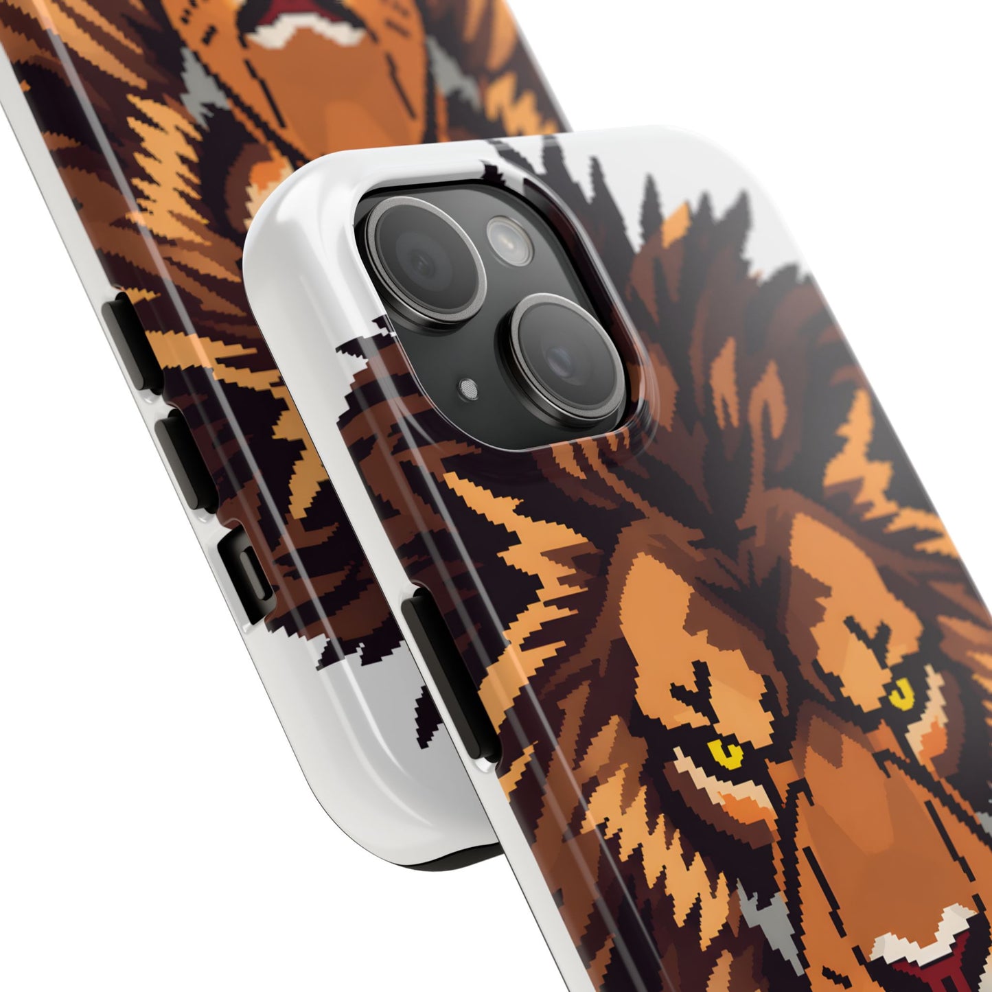 Fierce Pixelated Lion Tough Phone Case - Durable Design for Animal Lovers - for iPhone