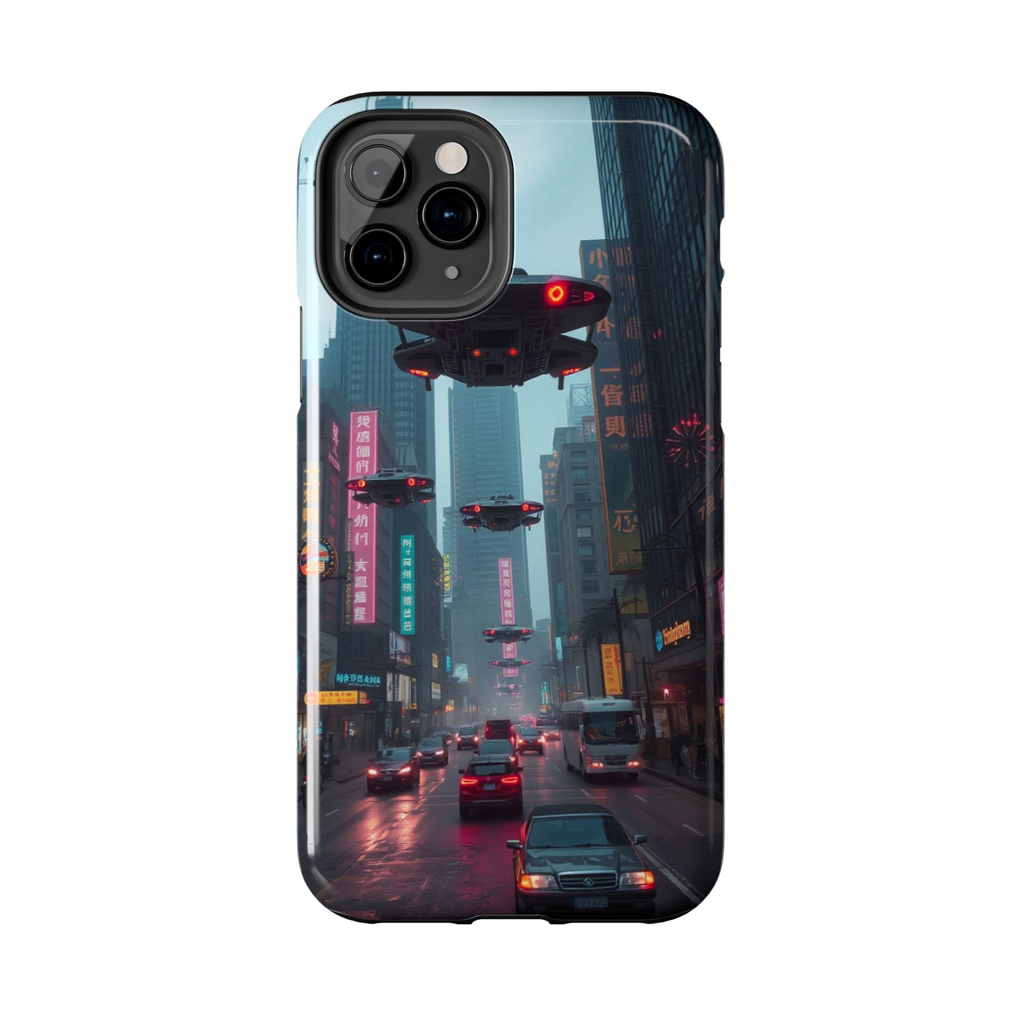 Futuristic City Tough Phone Case - Sci-Fi Design for Urban Explorers