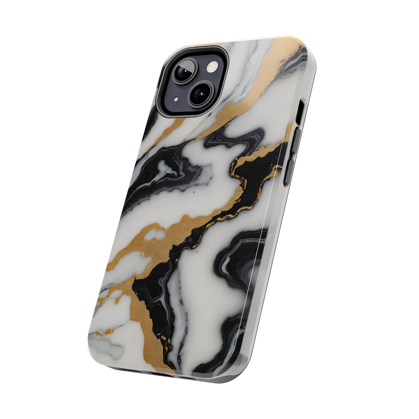 Elegant Gold Marble Tough Phone Case - Stylish Protection for Your iPhone