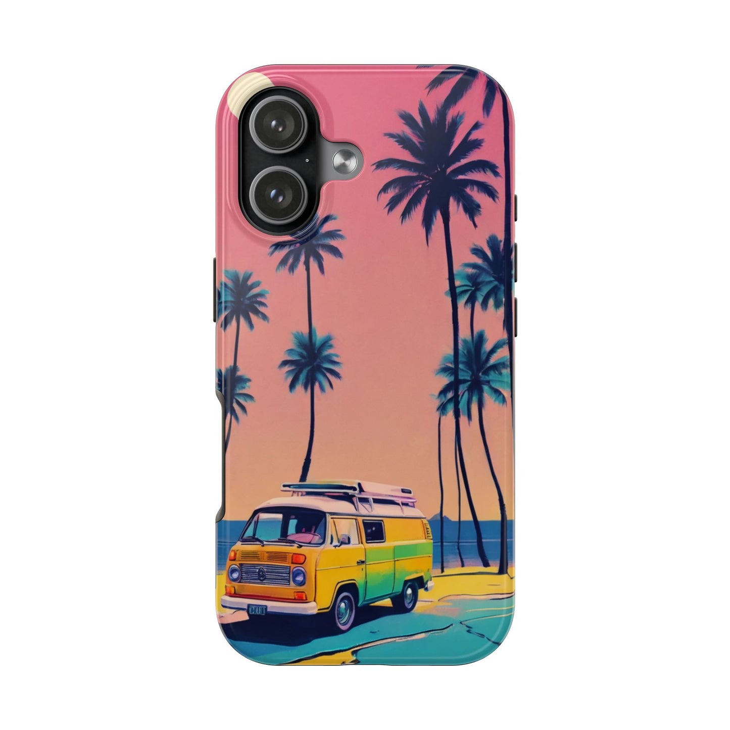 Tropical Beach Vibe Tough Phone Case - Vintage Van Design - for iPhone