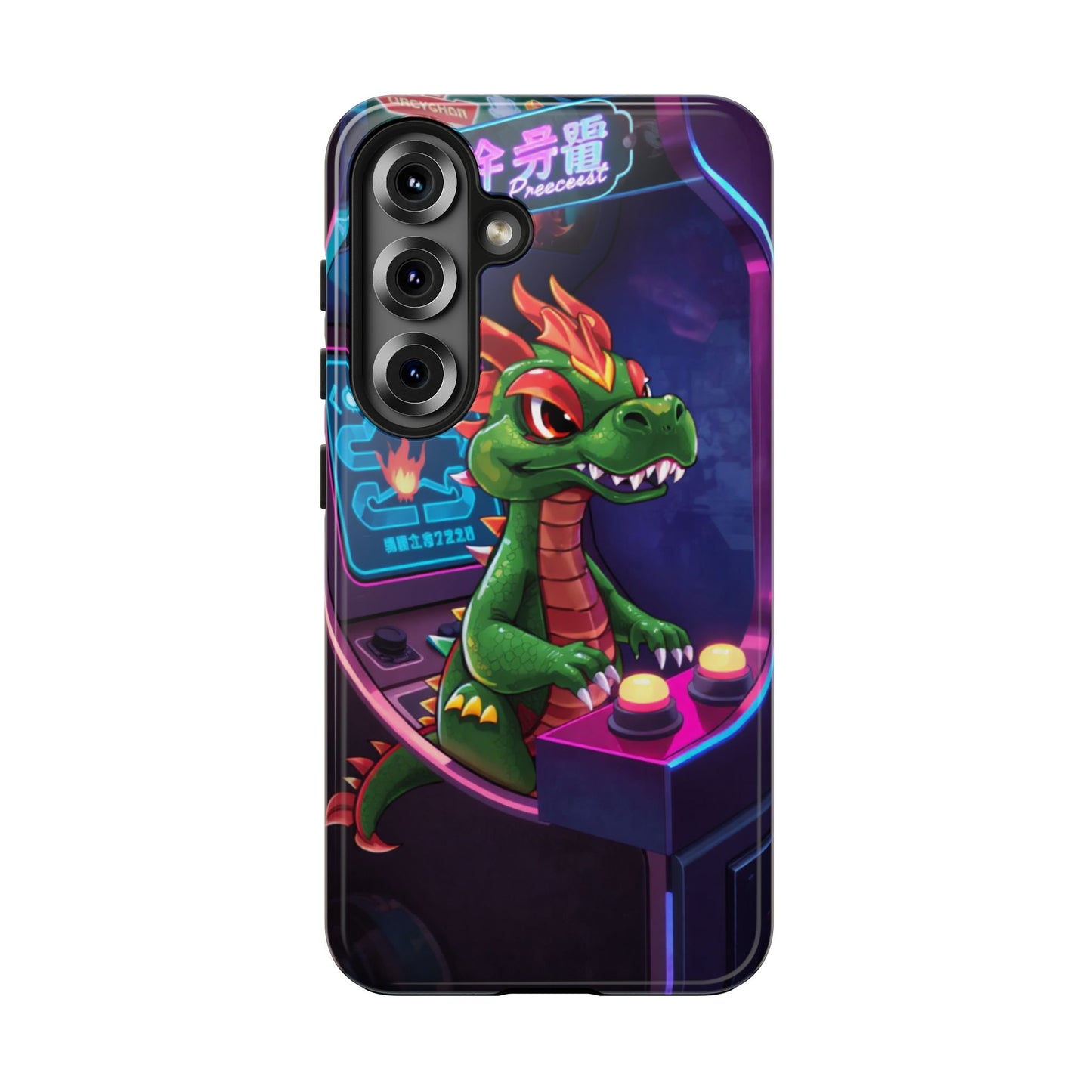 Retro Gamer Tough Phone Case with Dragon Design
