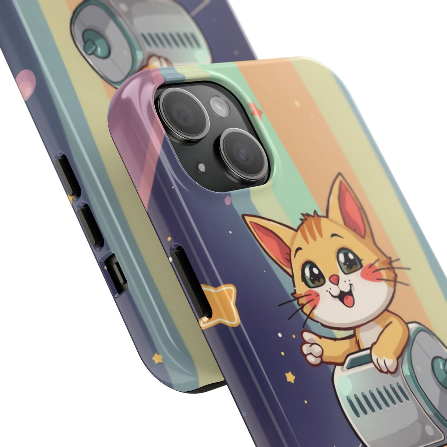 Cute Cat Rocket Phone Case - Vibrant and Playful Tough Case