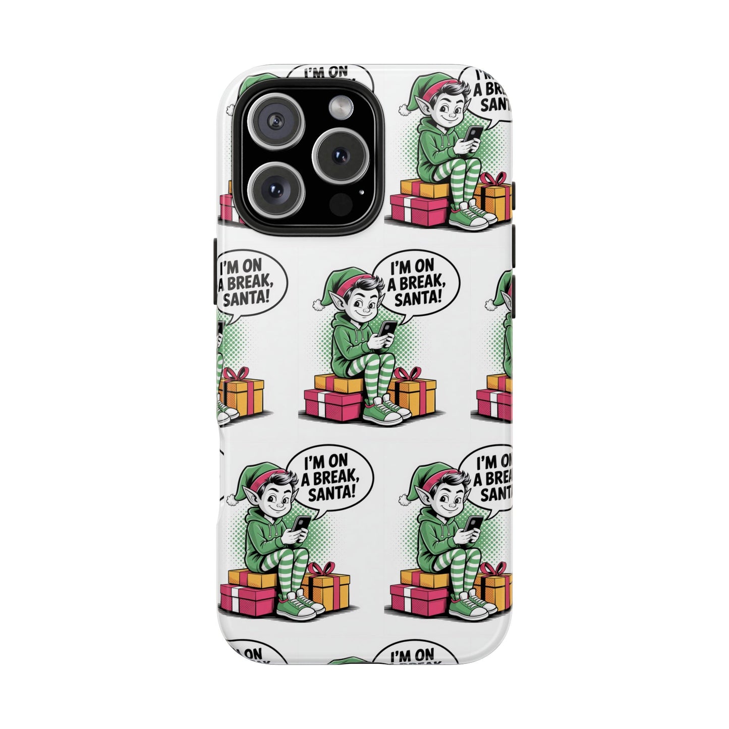 Christmas Elf Tough Phone Case - I'm on a Break, Santa Pattern!