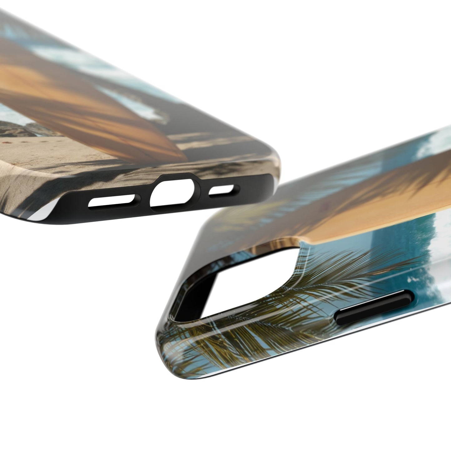 Tough Surfing Phone Case - Beach Vibes with Palm Trees & Surfboard