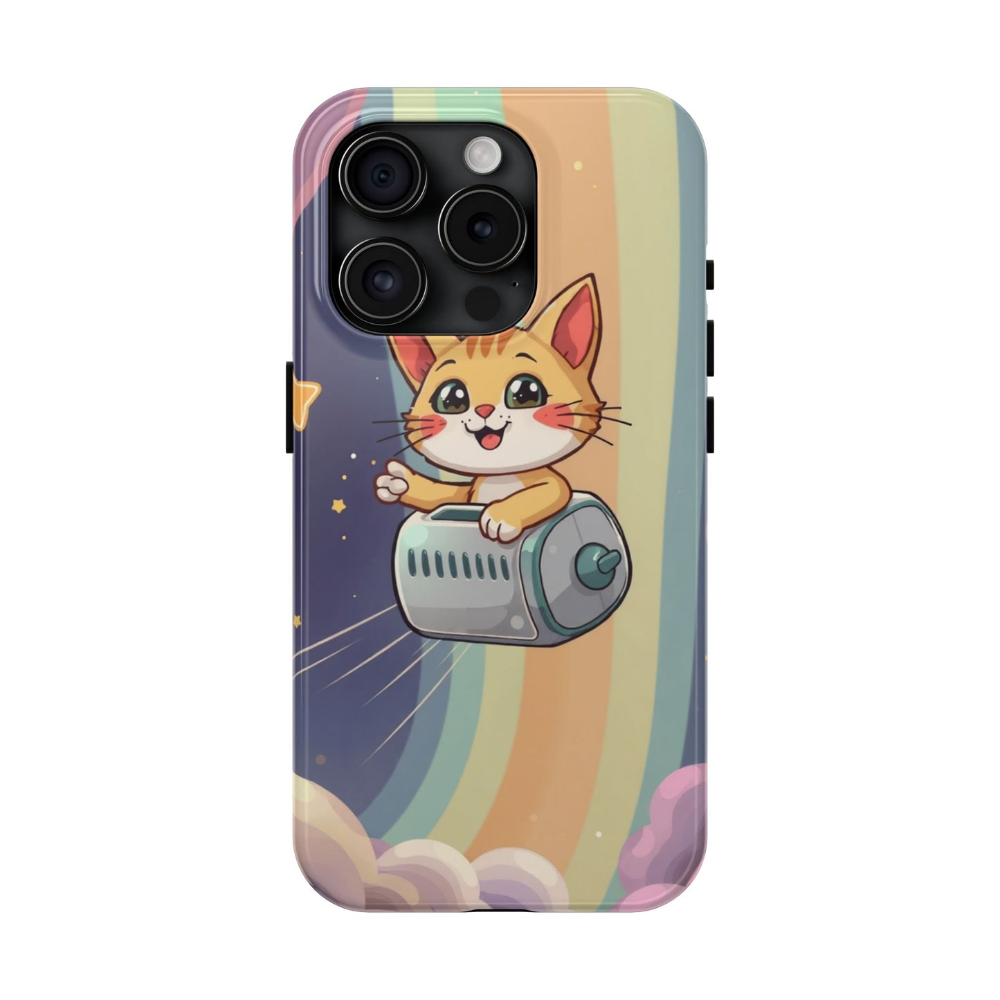 Cute Cat Rocket Phone Case - Vibrant and Playful Tough Case