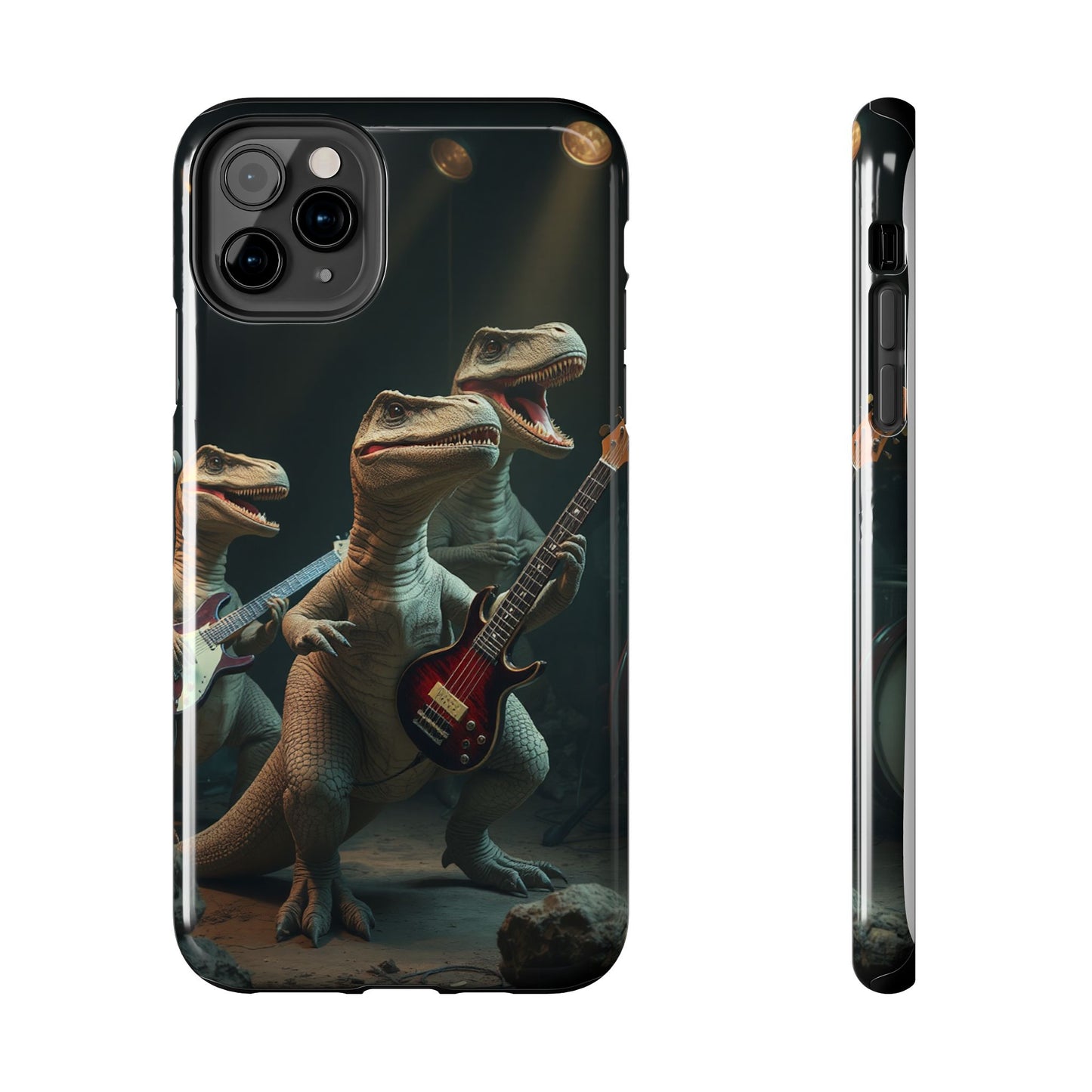 Rockin' Dinosaur Tough Phone Cases - Perfect for Music Lovers and Kids!