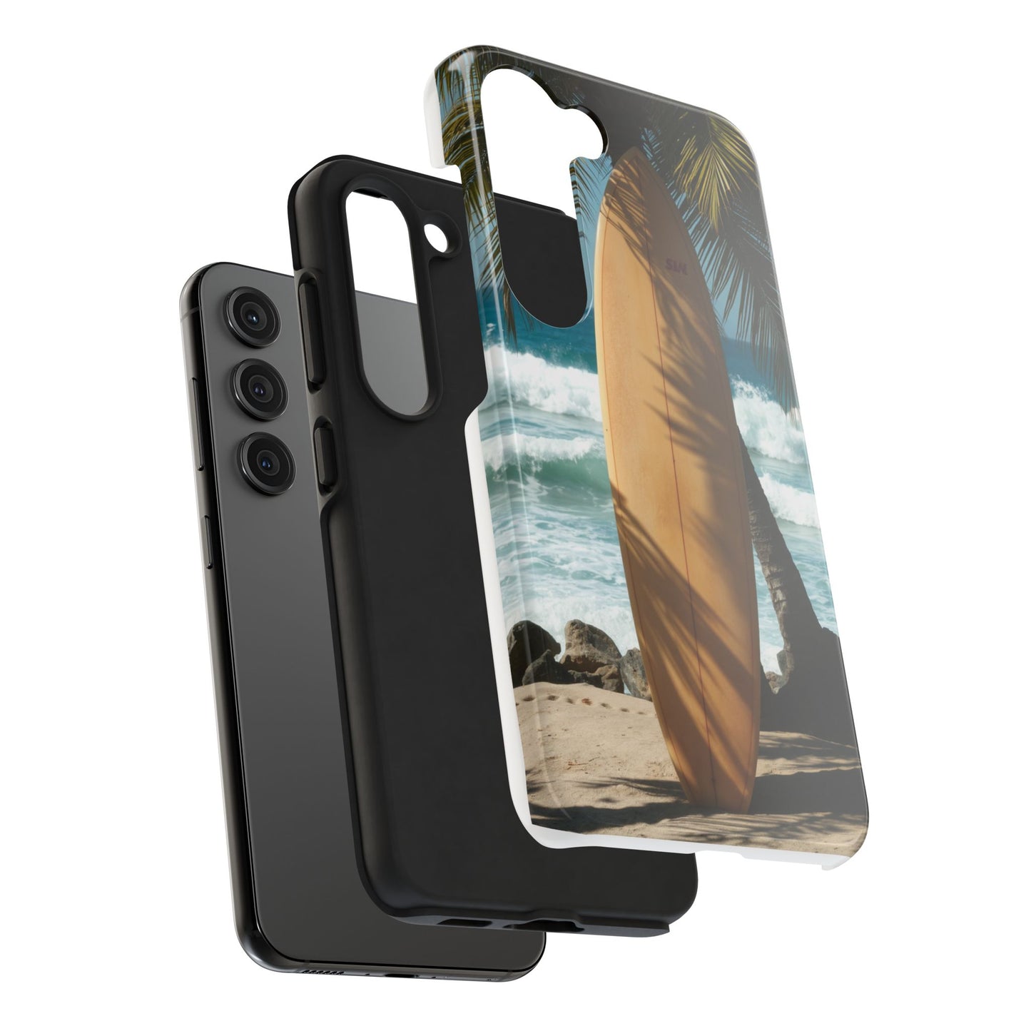 Tough Surfing Phone Case - Beach Vibes with Palm Trees & Surfboard