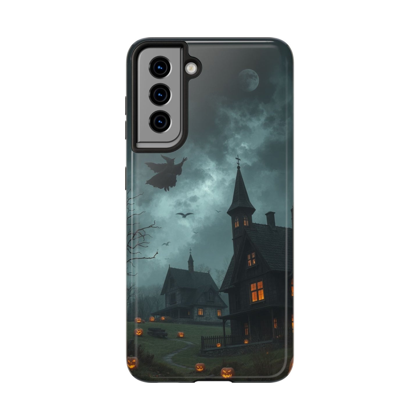 Halloween-Themed Tough Phone Case with Spooky House Design
