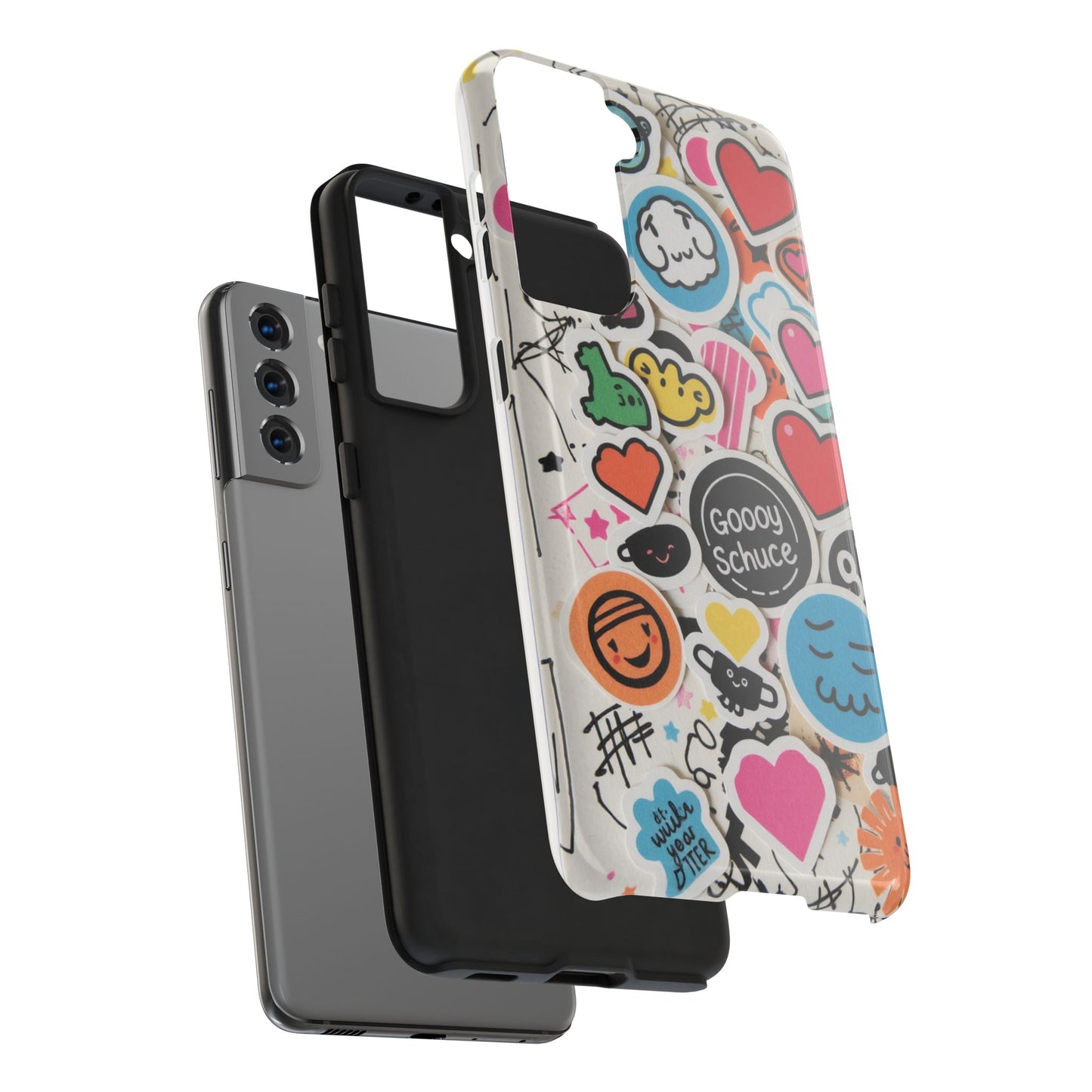 Colorful Stickers Phone Case - Fun & Trendy Tough Phone Cases