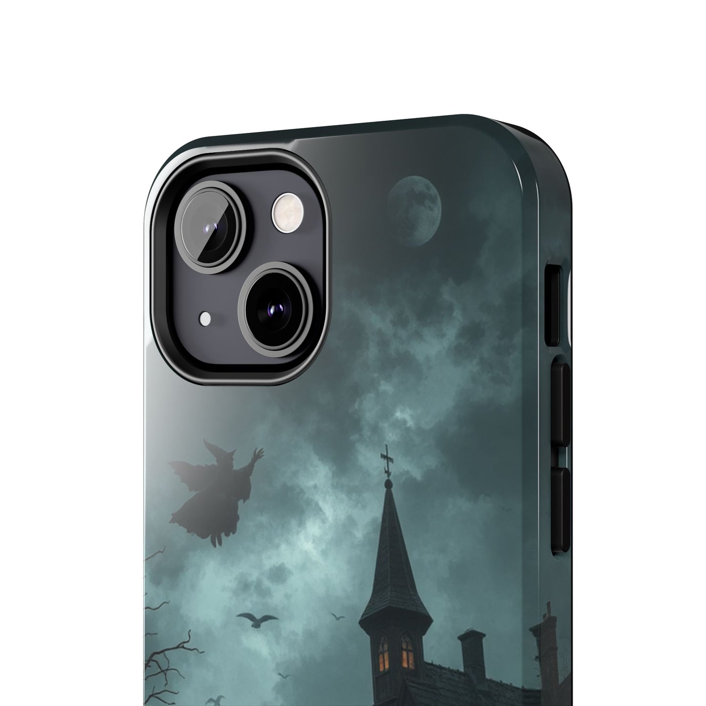 Halloween-Themed Tough Phone Case with Spooky House Design
